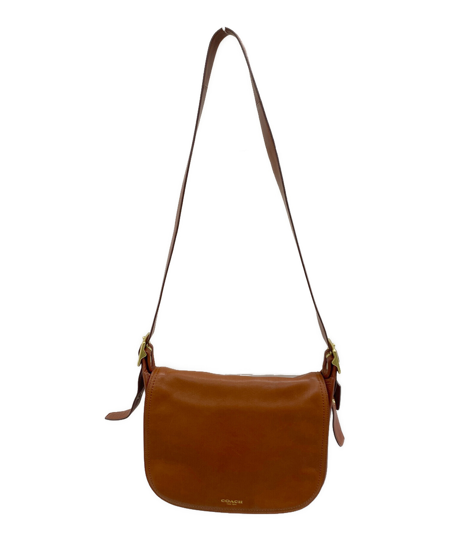 中古・古着通販】COACH (コーチ) フラップショルダーバッグ ブラウン 