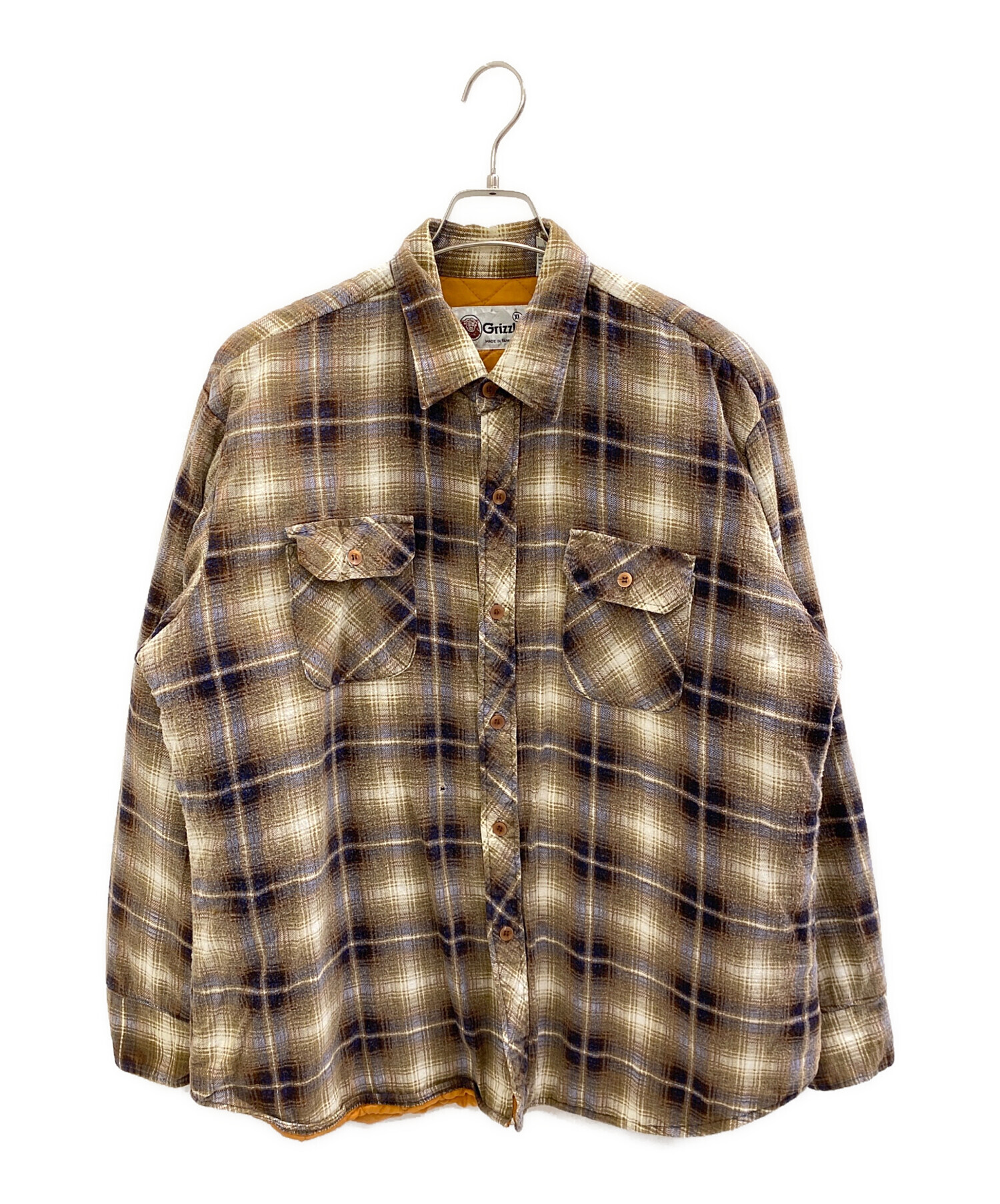 USED古着(ユーズドフルギ) NASH CREST プリントネル ガウンコート 中古・古着通販】GRIZZLY (グリズリー) 中綿チェックネルシャツ
