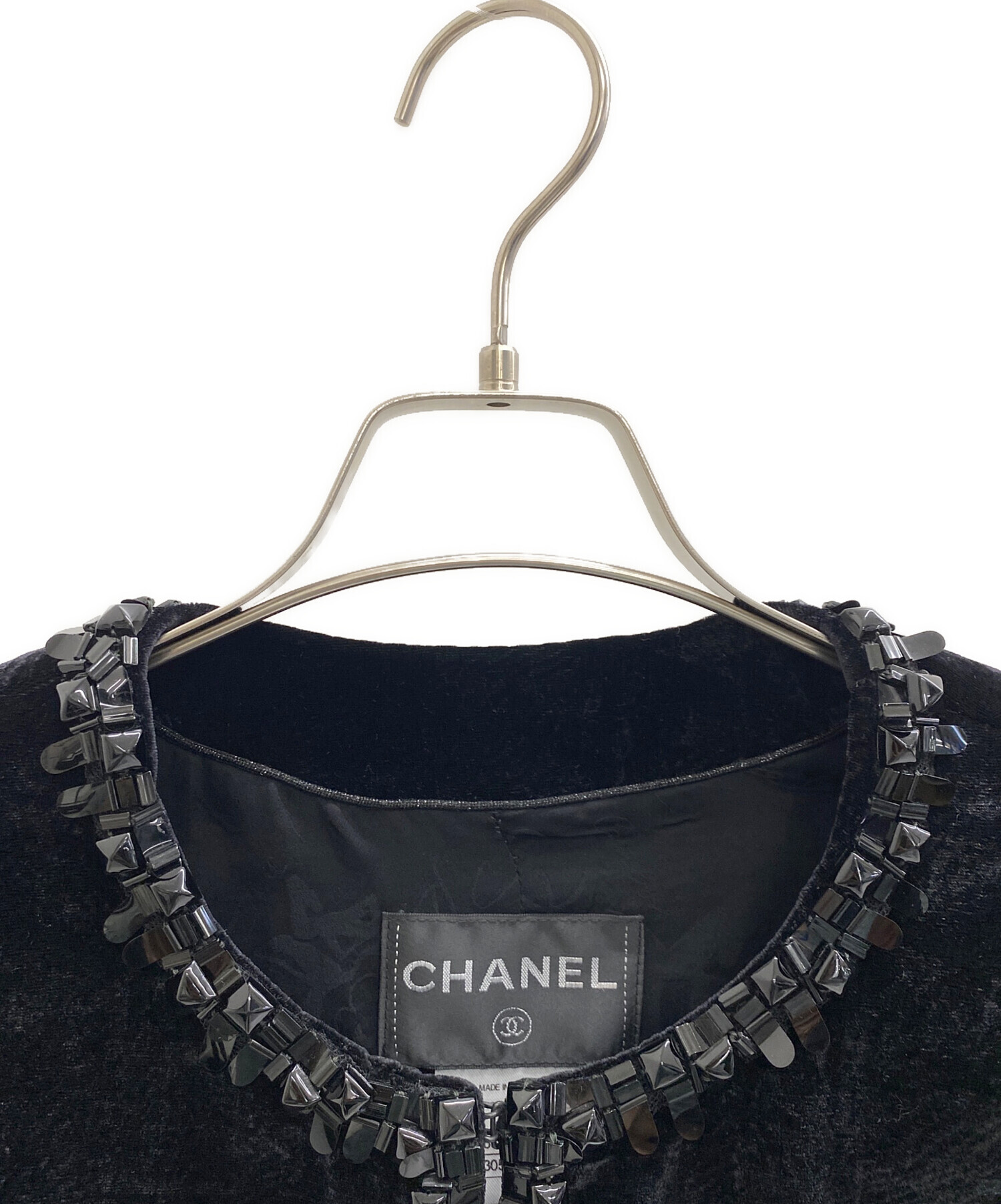中古・古着通販】CHANEL (シャネル) ベロアジャケット ブラック サイズ