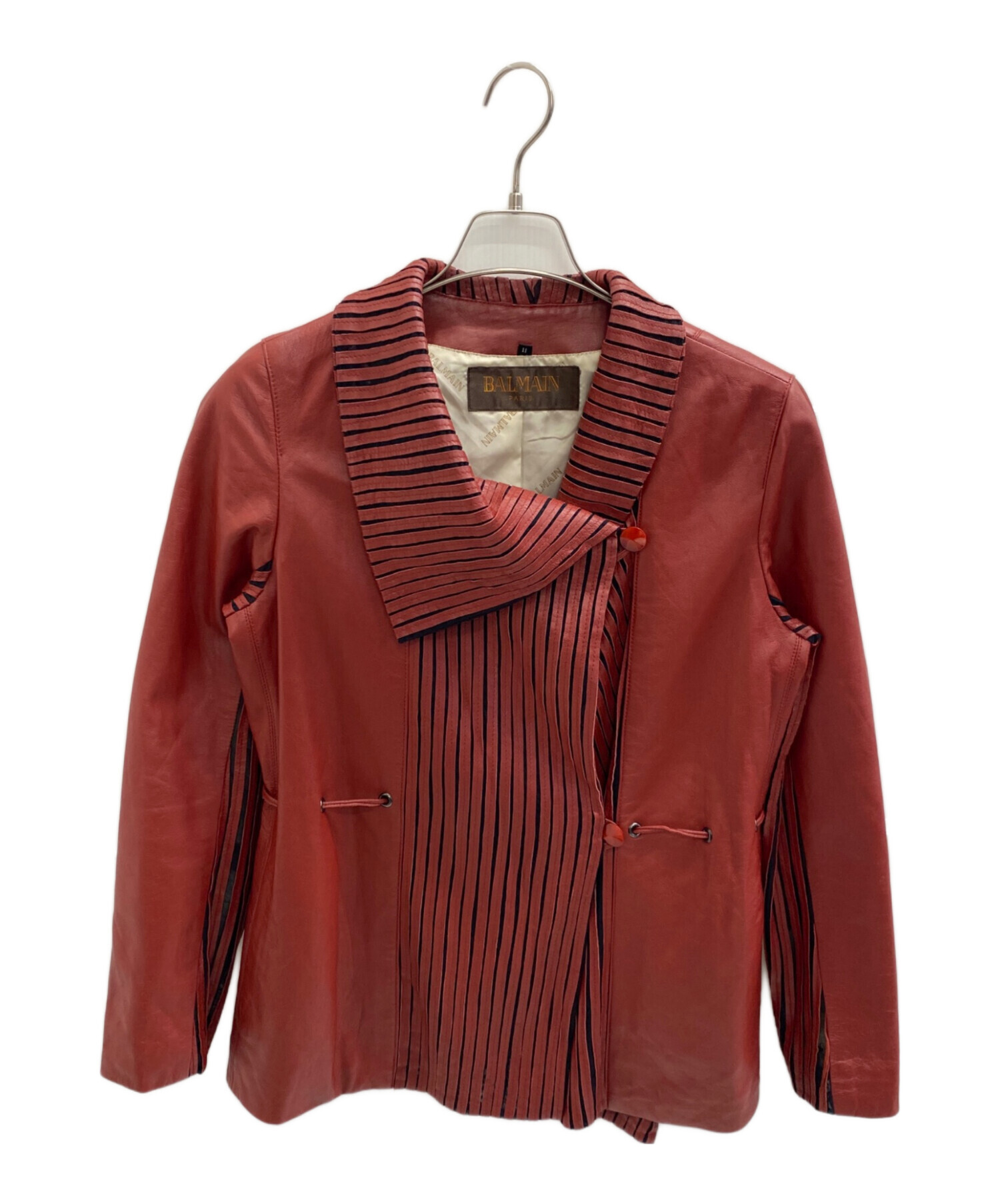 BALMAIN PARIS ラムレザー テーラードジャケット 中古・古着通販】BALMAIN Paris (バルマンパリ) 90's ストライプ