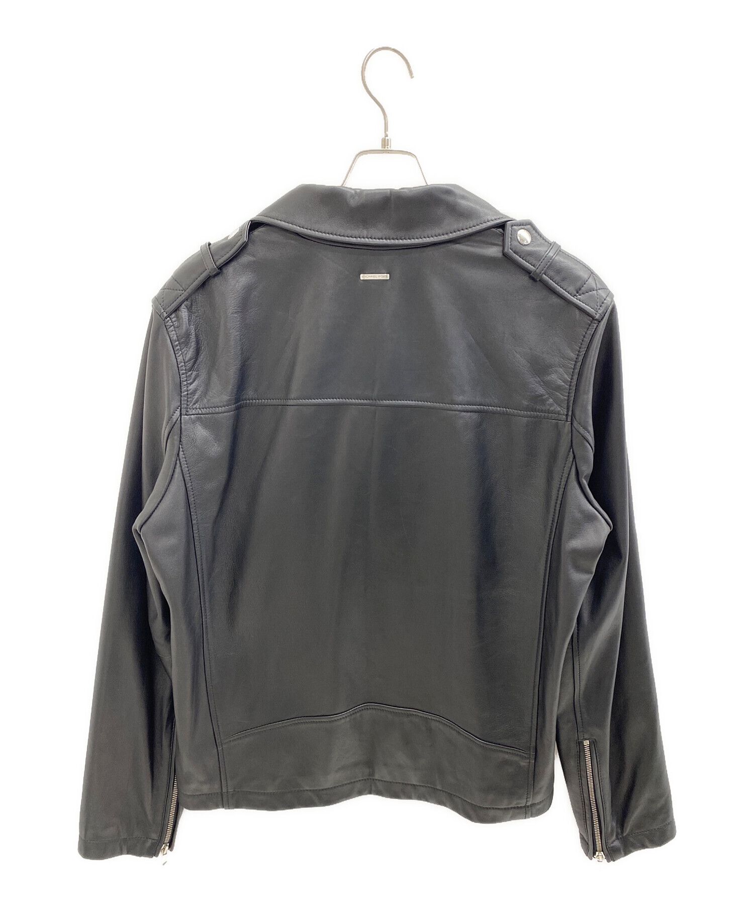 【未使用】マイケルコース ライダース　ジャケット ラムレザー 黒　定価12万 中古・古着通販】MICHAEL KORS (マイケルコース) ラムレザー ダブル