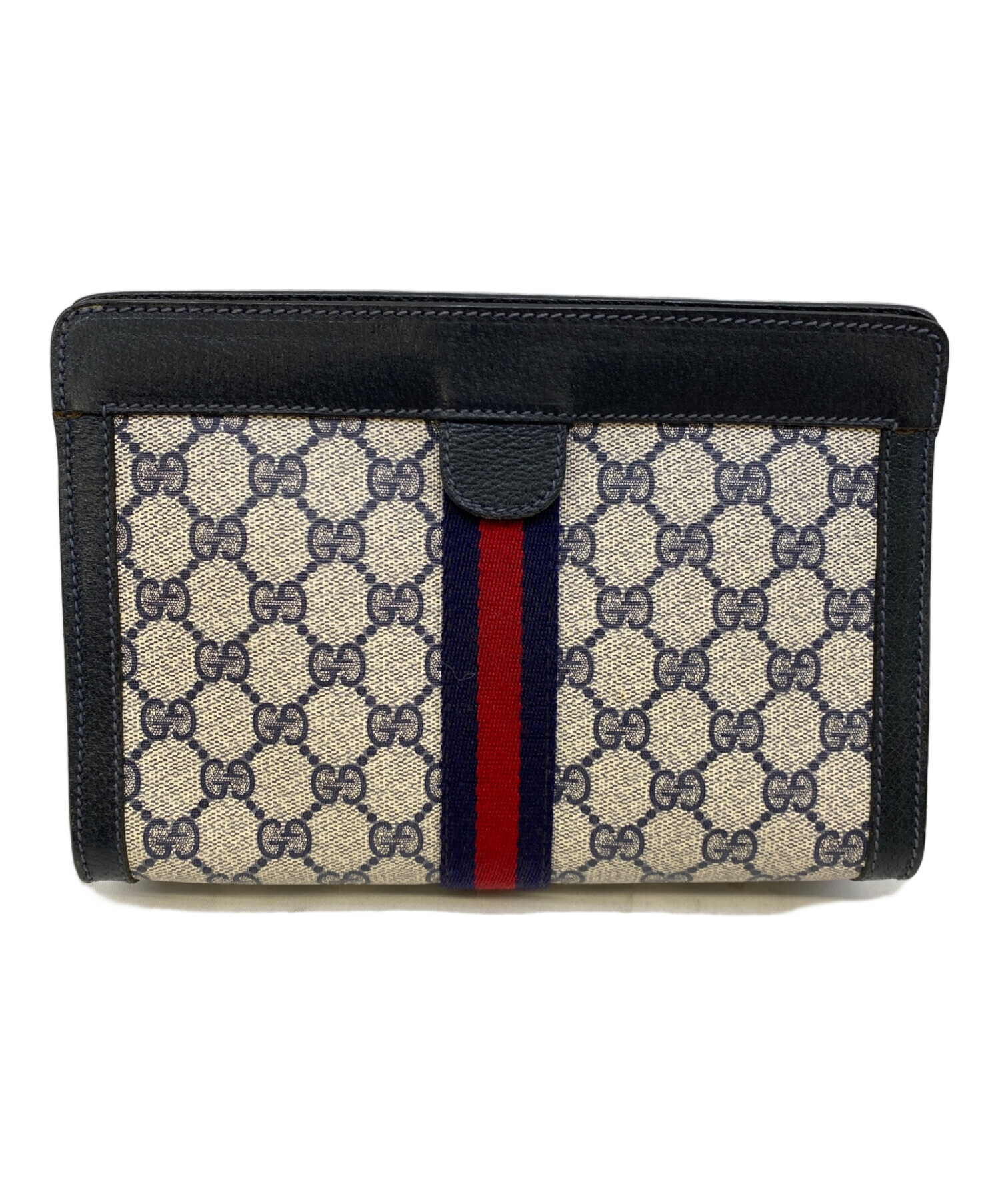 GUCCI グッチ　レザー　ブラック クラッチバッグ　シェリーライン 中古・古着通販】GUCCI (グッチ) シェリーライン ベージュ×ブラック