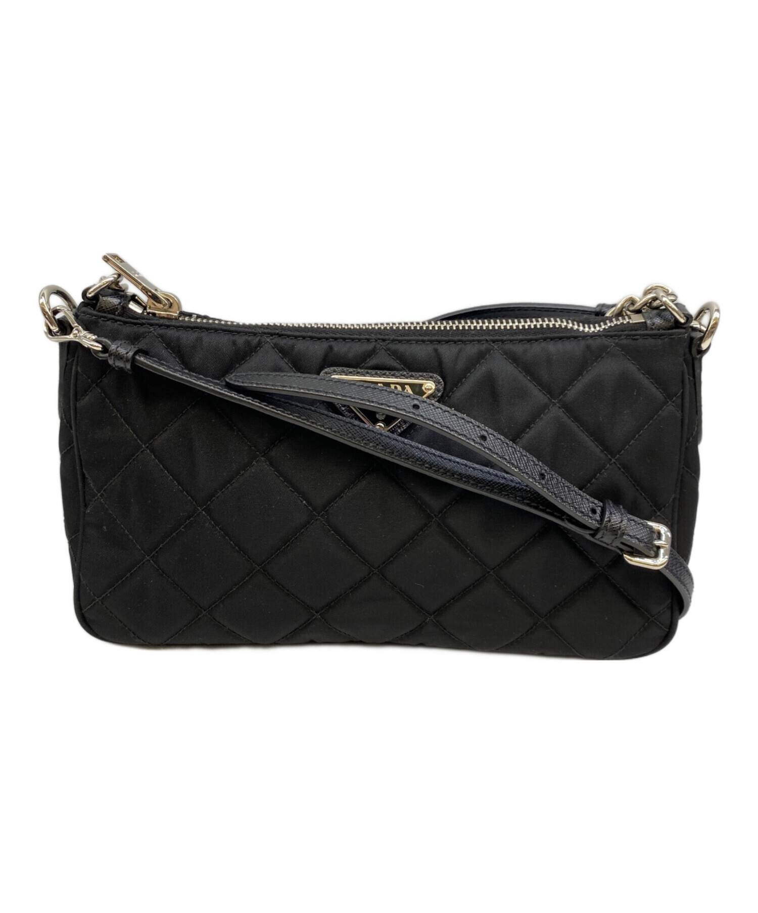 国内百貨店購入！PRADA キルティング ハンドバッグ 2WAY ブラック 中古・古着通販】PRADA (プラダ) キルティングナイロン 2WAY チェーン