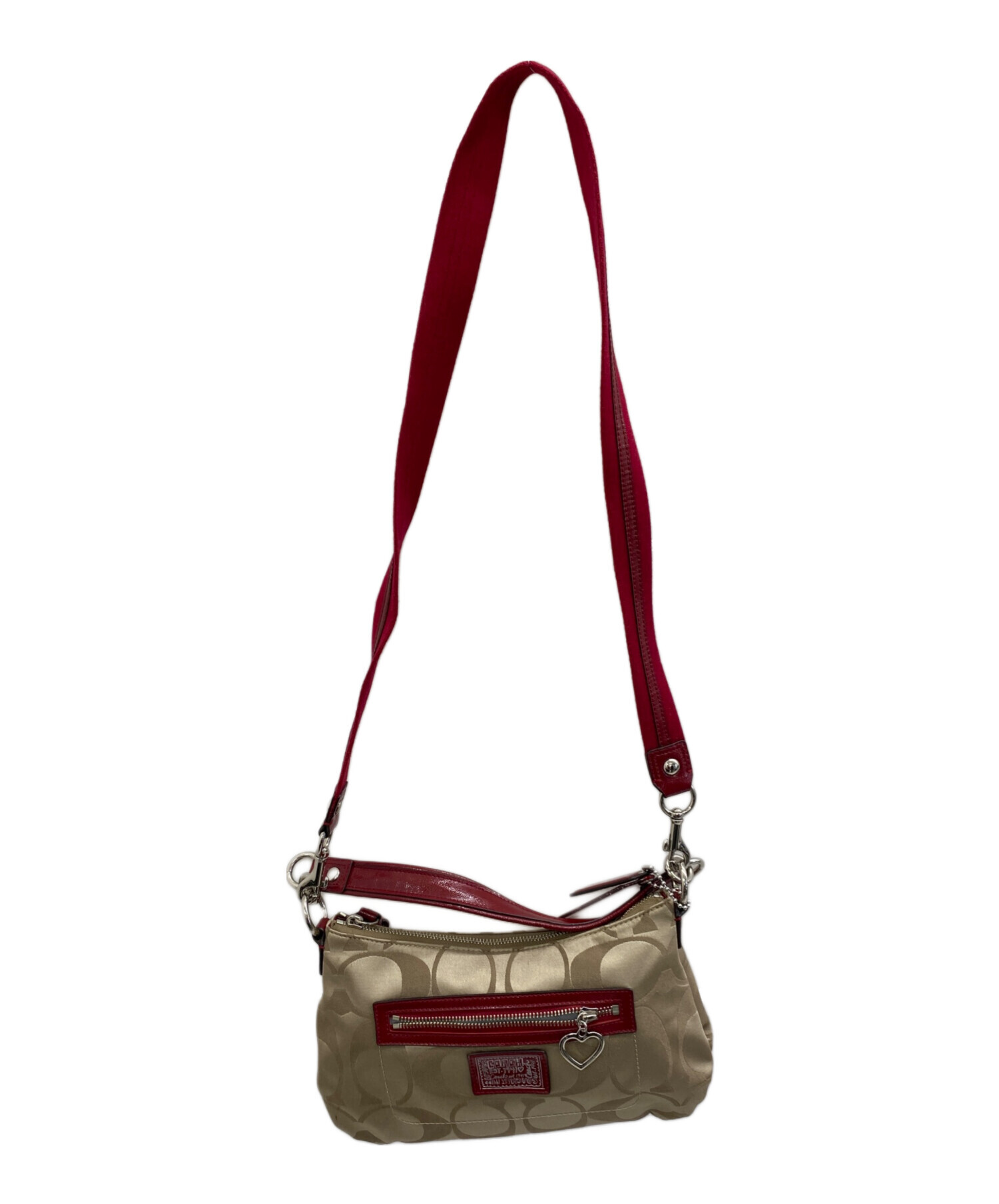 COACH 2wayショルダーバッグ　ブラウン✖️レッド 中古・古着通販】COACH (コーチ) ショルダーバッグ ベージュ×レッド