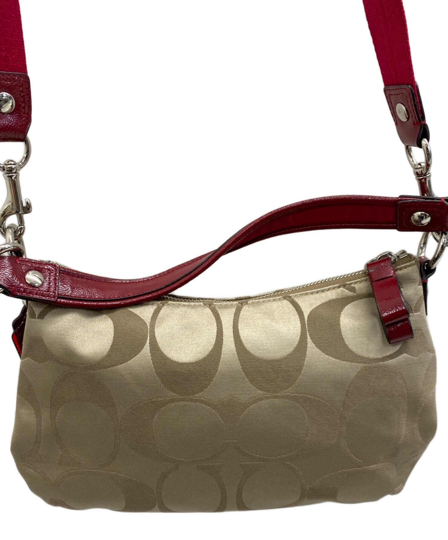 中古・古着通販】COACH (コーチ) ショルダーバッグ ベージュ×レッド