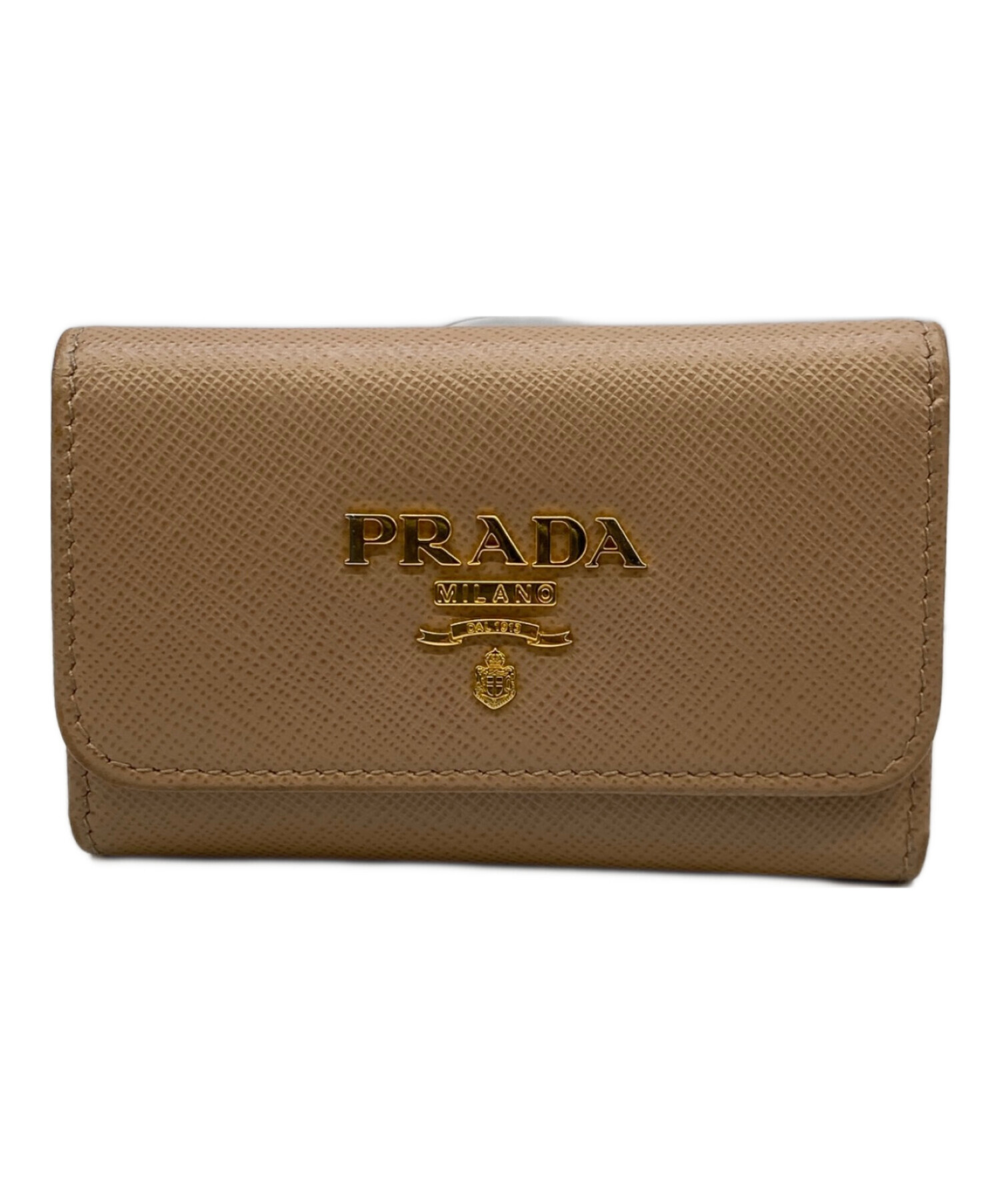 あ*や様 未使用品 プラダ 4連キーケース ベージュ×ピンク 中古・古着通販】PRADA (プラダ) 4連キーケース ピンクベージュ