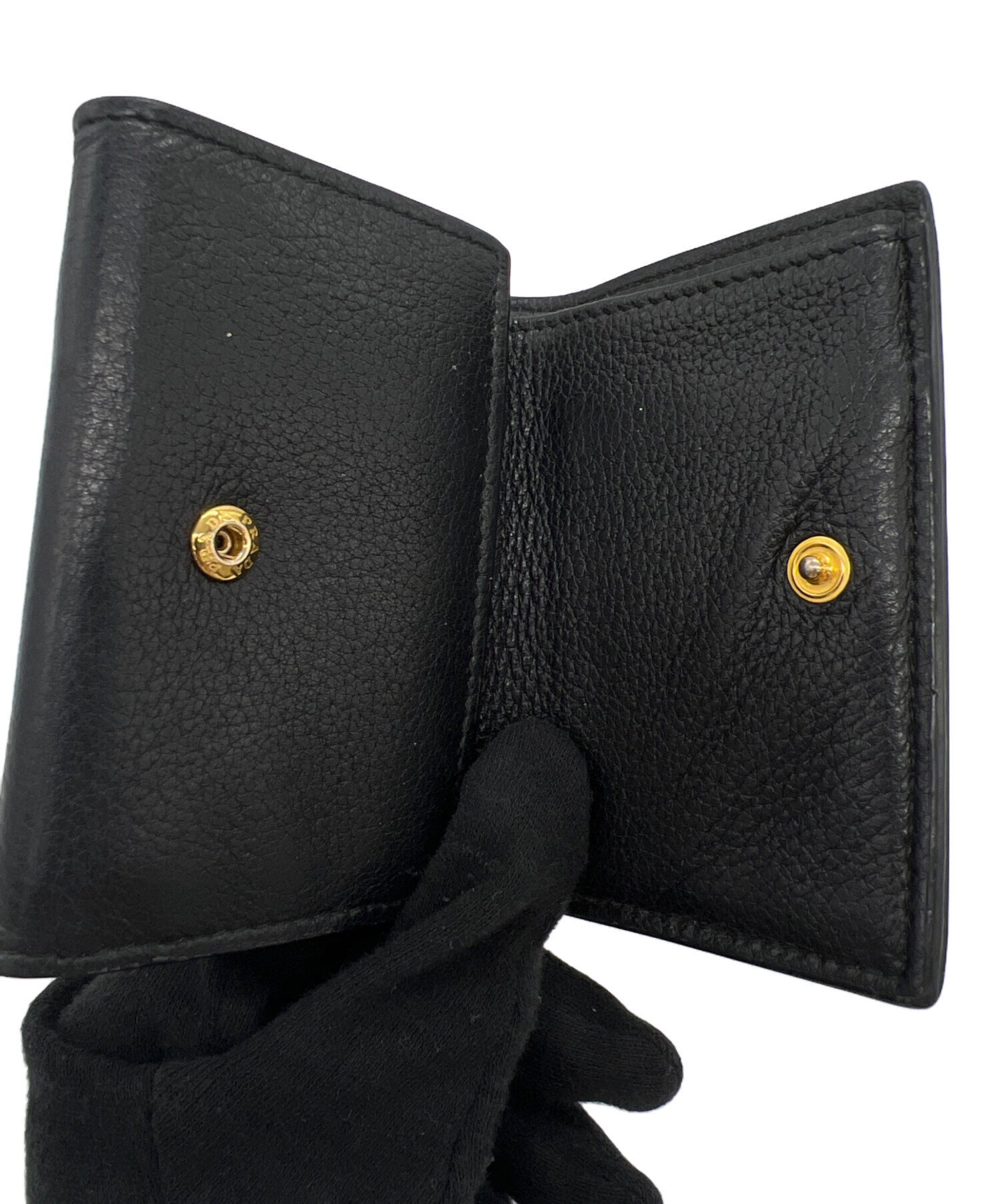 中古・古着通販】PRADA (プラダ) 3つ折り財布 ブラック｜ブランド