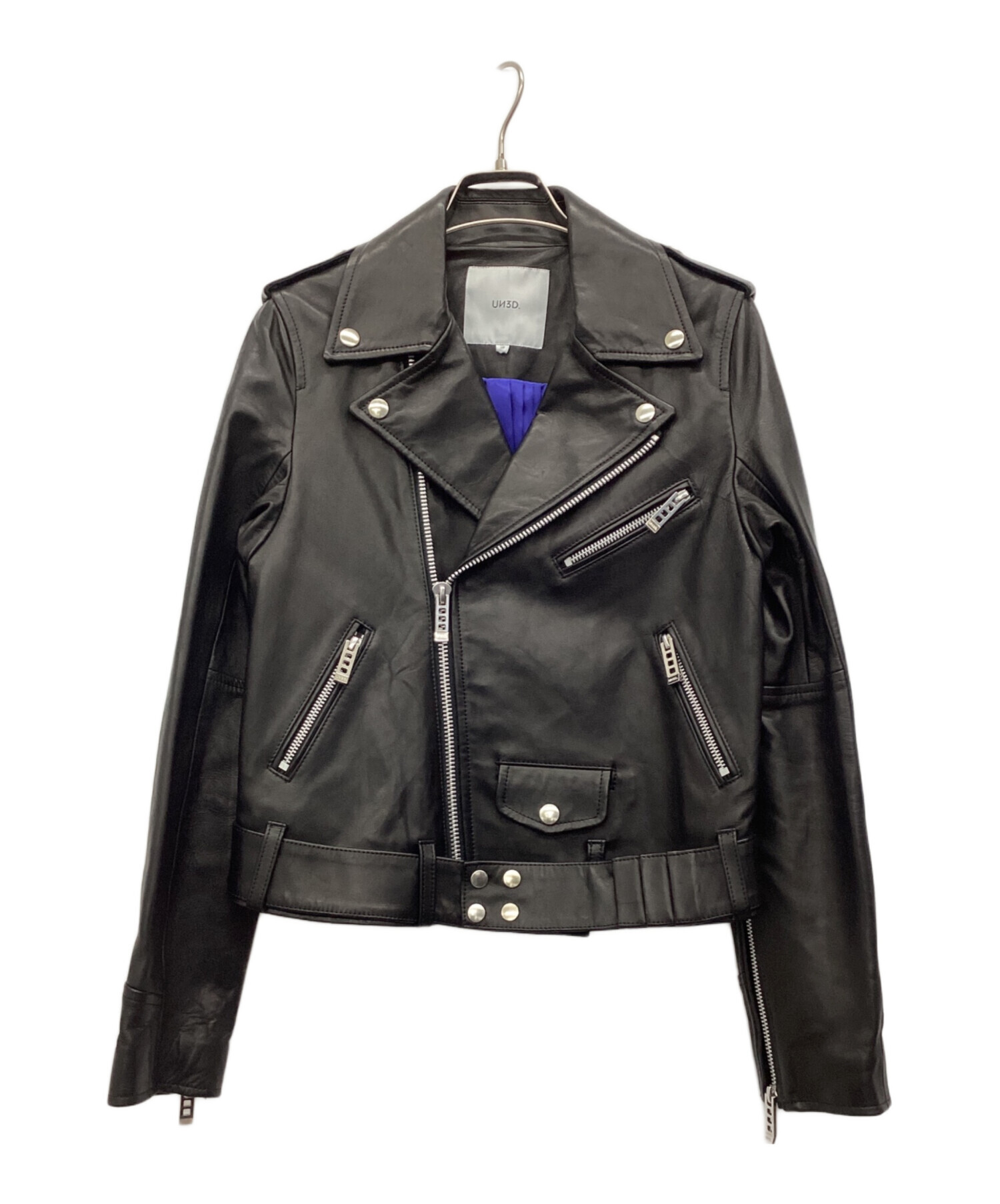 ✳️美品★アンスリード★UN3D★ライダース ★レザー★ブラック★Mサイズ★お洒落 中古・古着通販】UN3D. (アンスリード) レザーライダースジャケット