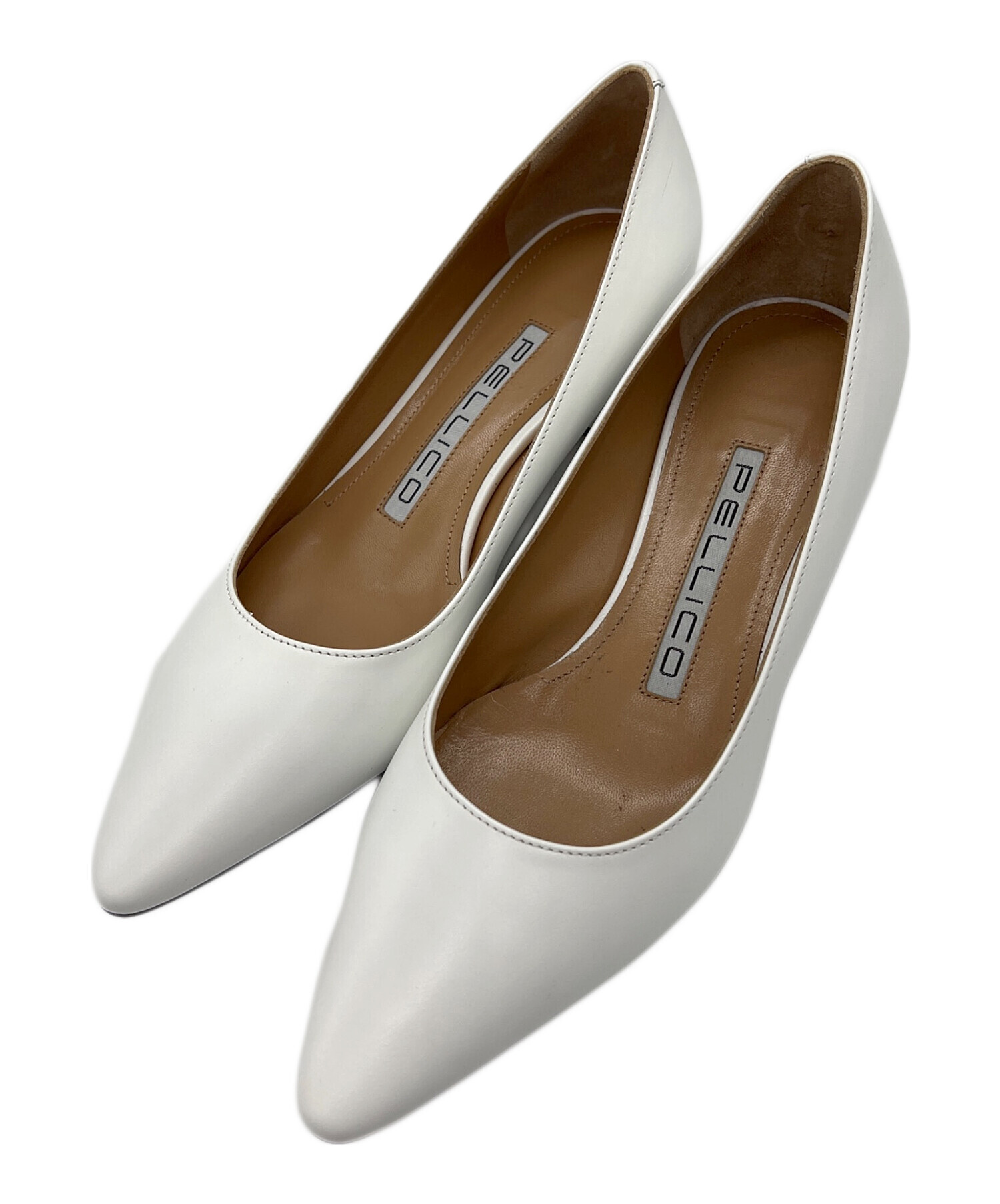 PELLICO ペリーコ ビジュー パンプス 白 ホワイト サイズ37 中古・古着通販】PELLICO (ペリーコ) ソフトポインテッド ホワイト