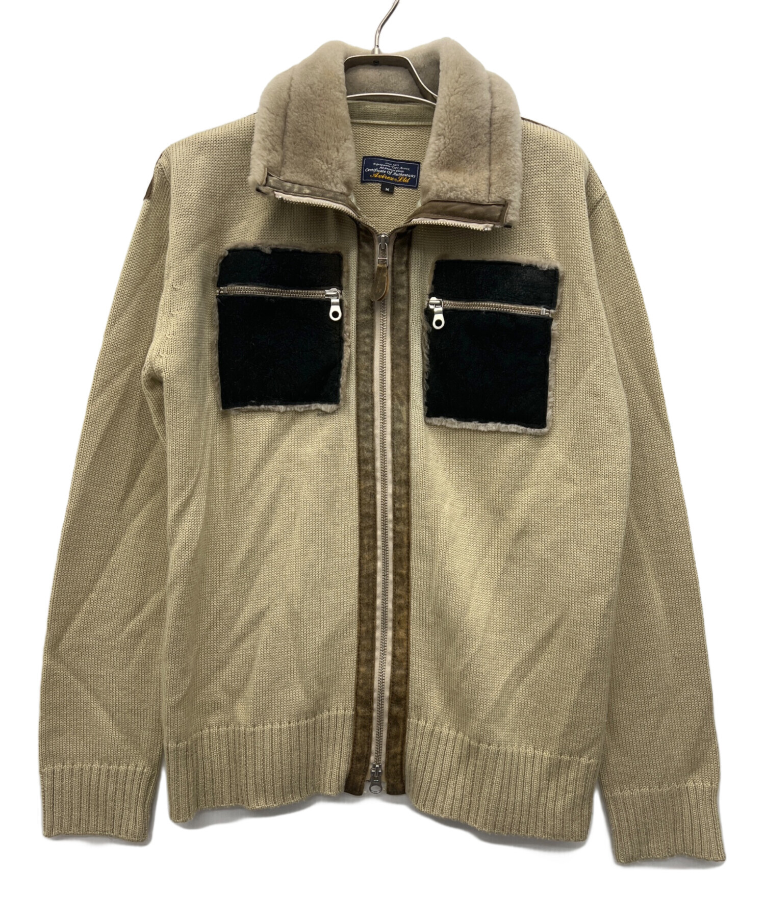 中古・古着通販】AVIREX (アヴィレックス) ニットジャケット ベージュ 