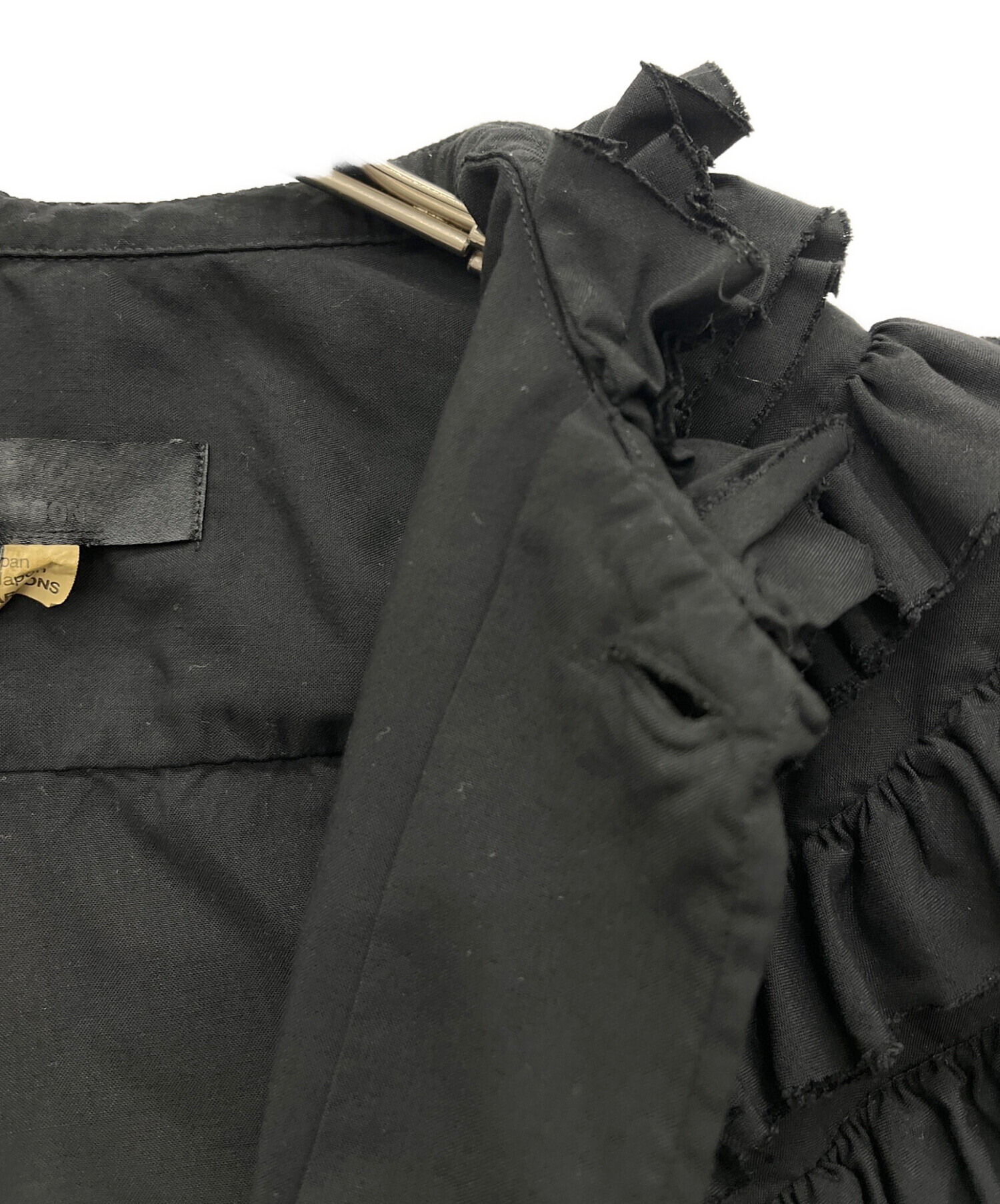 ブラック　コムデギャルソン　長袖ブラウス　綿ブロード　サイズXL 長袖シャツ 綿ブロード×ウールガーゼ 製品加工 ブラウス HP―B011