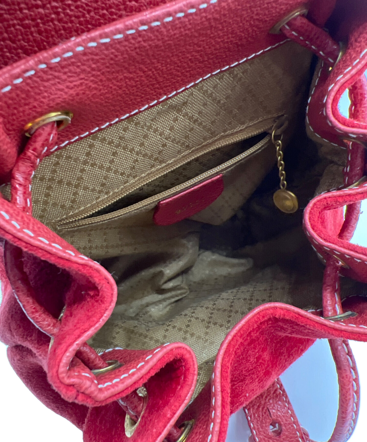 GUCCI レッド スエード バックパック GUCCI グッチ バンブー リュックサック バックパック スエード レザー