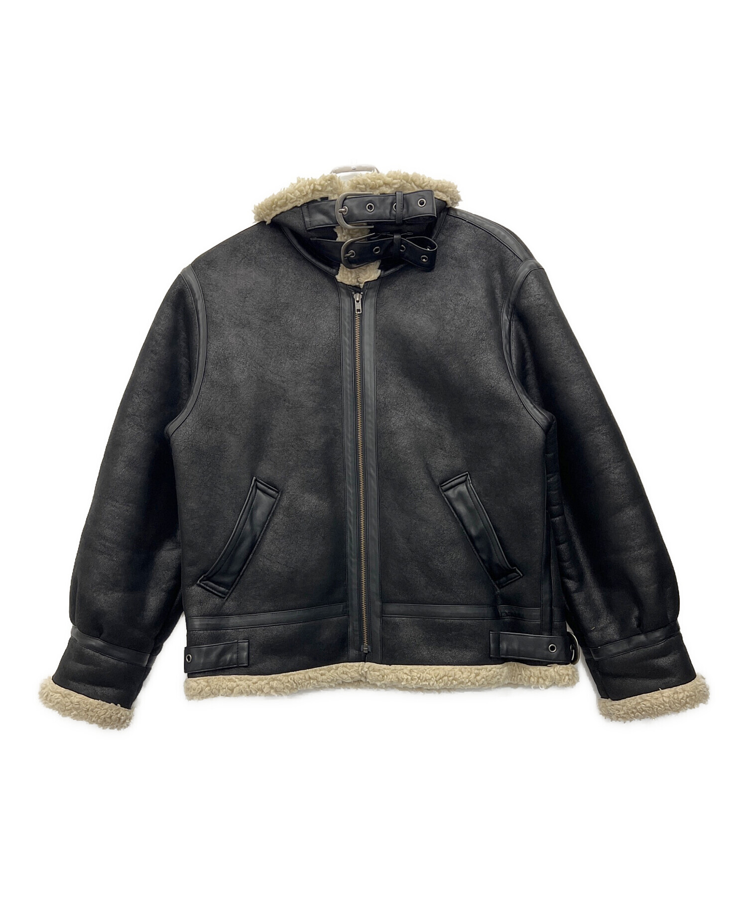 アングリッド UNGRID ジャケット ブルゾン サイズM 黒×白×グレー レディース Champion/裏ボア/冬物 美品 Ungrid - (アングリッド) Ungrid（アングリッド） ポケットデザインフェイクレザーブルゾン ブルゾン&frasl;M&frasl;ポリエステル&frasl;BEG