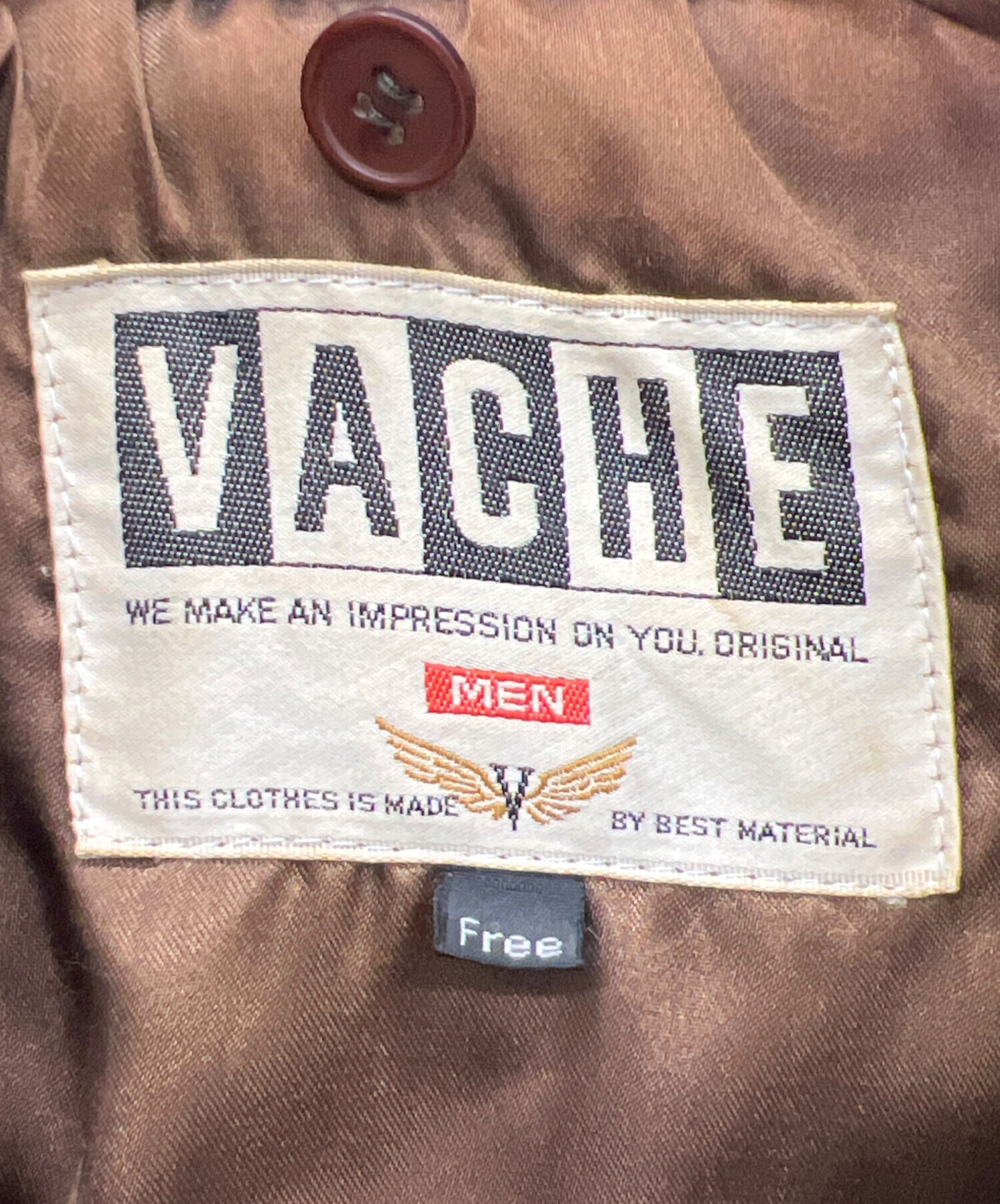 ☆VACHE 牛革レザージャケット フリーサイズ ロゴワッペン ヴァッシュ 中古・古着通販】VACHE (ヴァッシュ) レザージャケット ブラウン