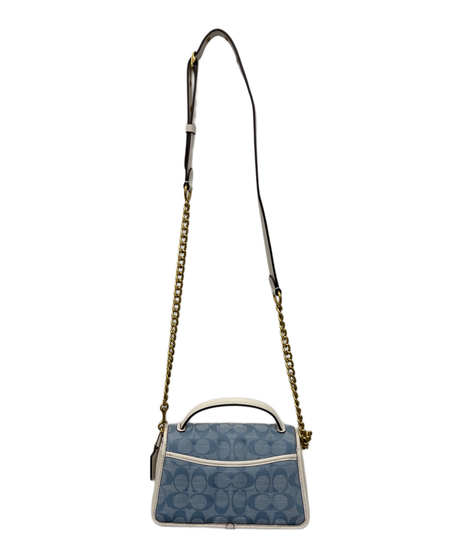 【中古】COACH ヴィンテージ ショルダーバッグ ライトブルー 中古・古着通販】COACH (コーチ) ターンロックショルダーバッグ