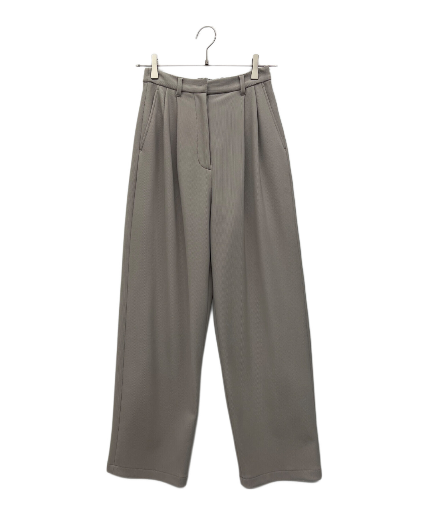 中古・古着通販】CLANE (クラネ) リブ ストライプ タックパンツ グレー