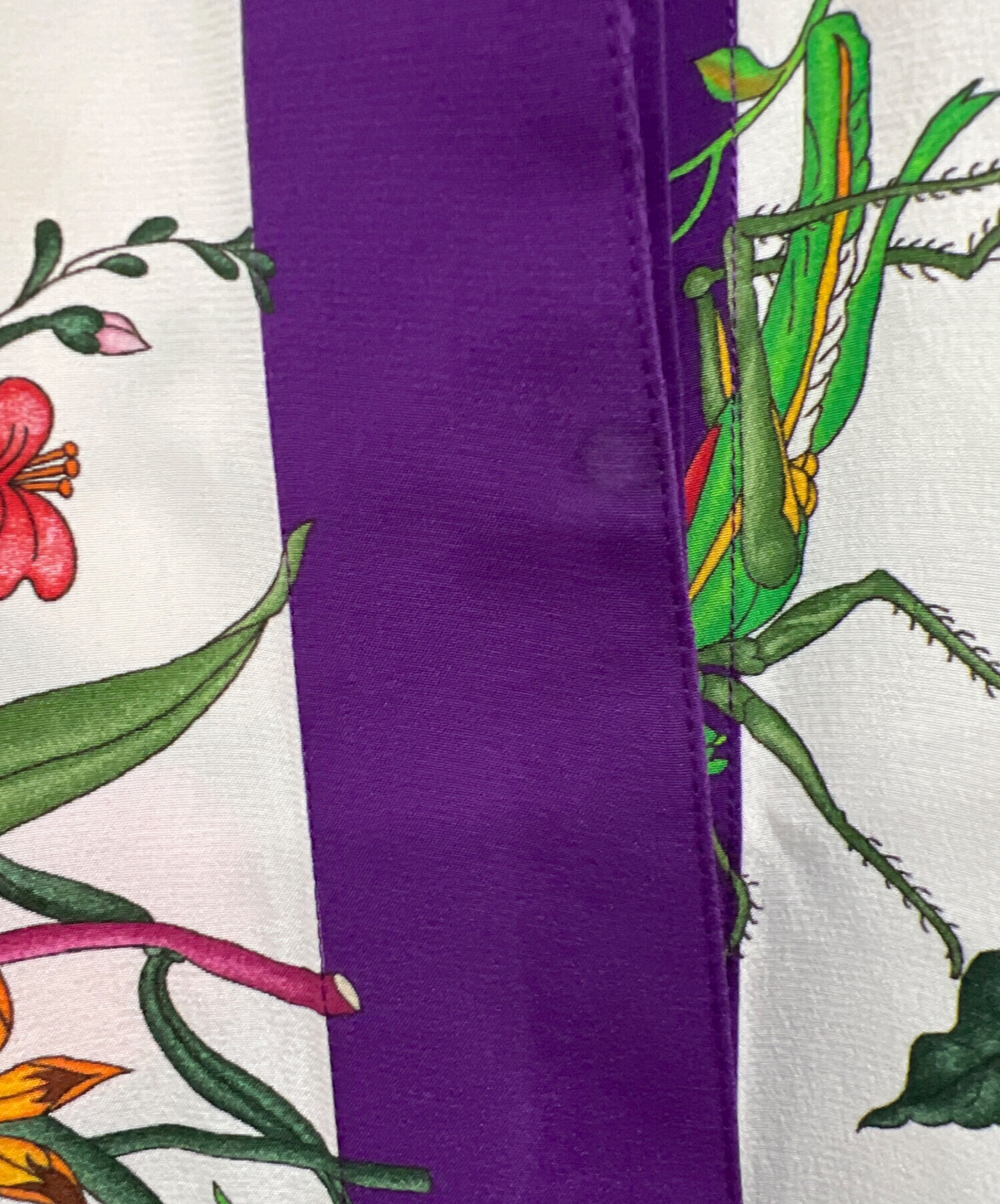 中古・古着通販】GUCCI (グッチ) 長袖ブラウス ホワイト×パープル