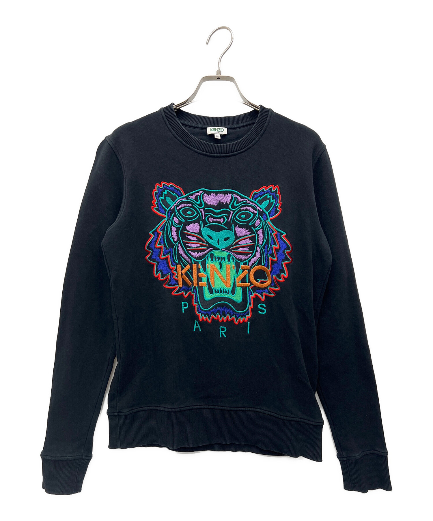 美品★KENZOケンゾー　レディースXS スウェットトレーナー　刺繍 総柄 中古・古着通販】KENZO (ケンゾー) タイガー刺繍スウェット ネイビー