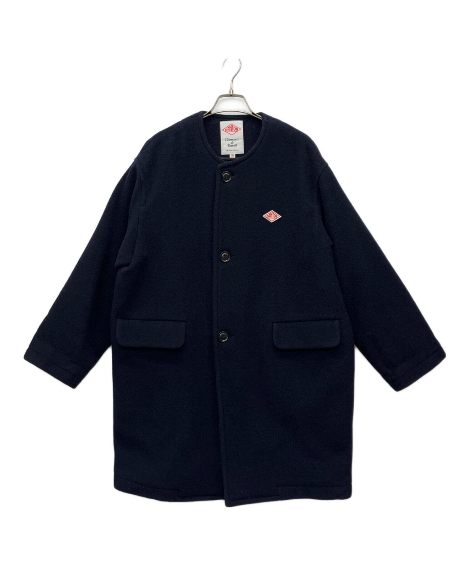 新品未使用サイズ36 ダントンネイビー ウール コート 中古・古着通販】DANTON (ダントン) カラーレスウールコート ネイビー