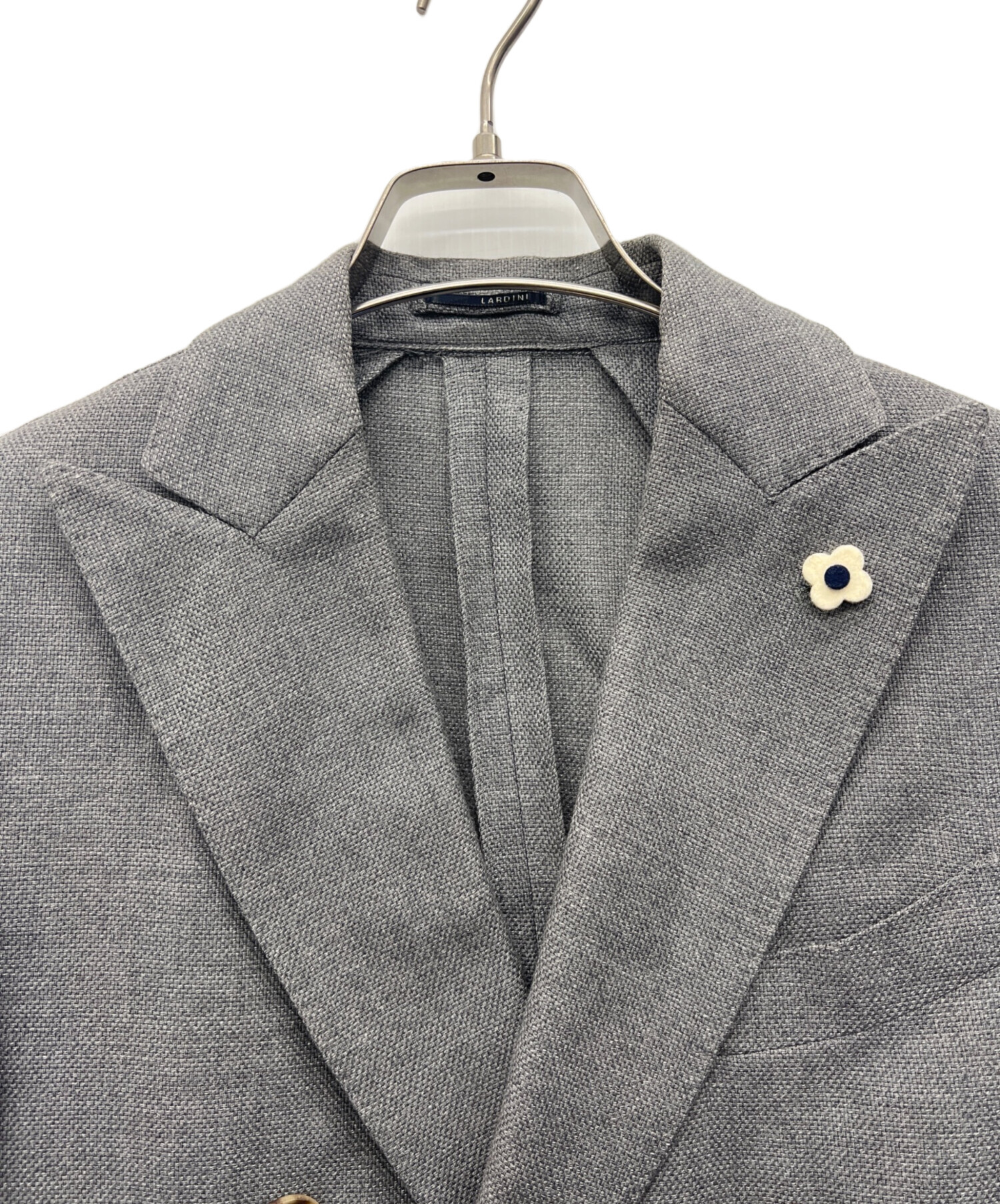 LARDINI グレー テーラードジャケット LARDINI (ラルディーニ) シングル2つ釦ニットジャケット