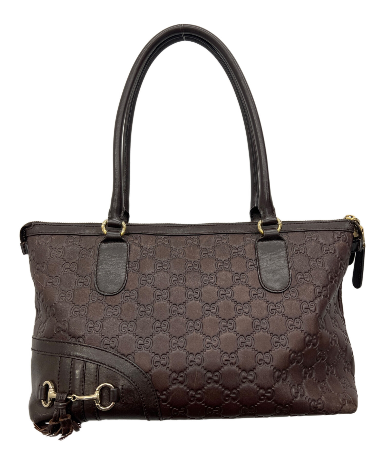 GUCCI ハンドバッグ ブラウン レザー イタリア製 中古・古着通販】GUCCI (グッチ) ハンドバッグ ブラウン｜ブランド