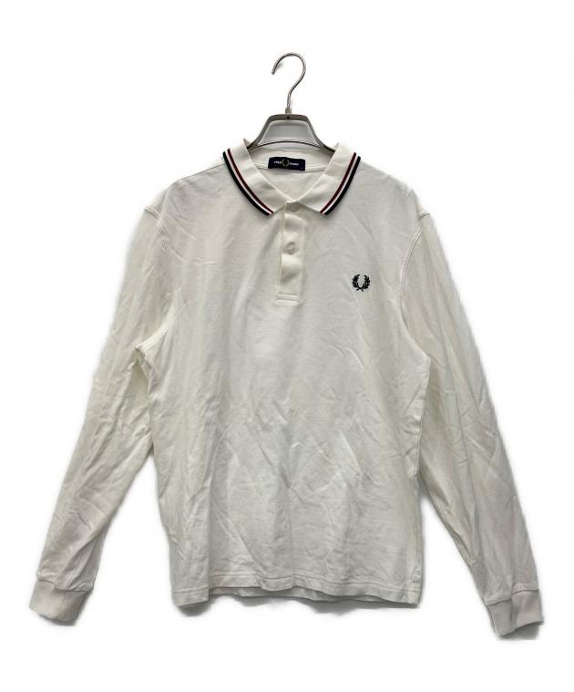 FRED PERRY ホワイト長袖ポロシャツ UK8 中古・古着通販】FRED PERRY (フレッドペリー) 長袖ポロシャツ