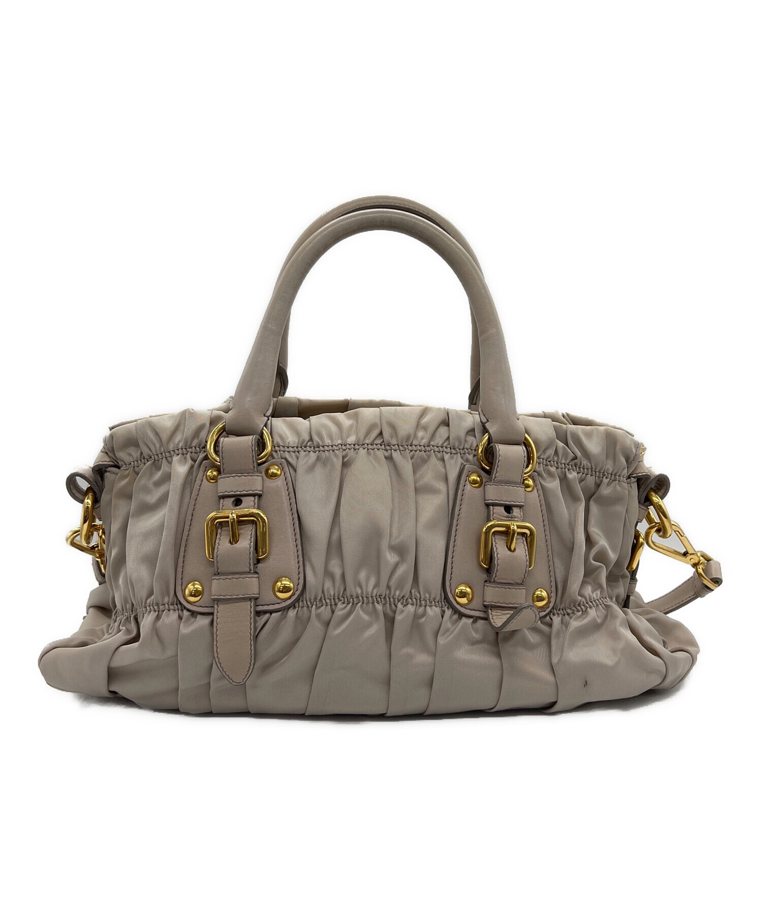 中古・古着通販】PRADA (プラダ) 2WAYギャザーバッグ ベージュ 
