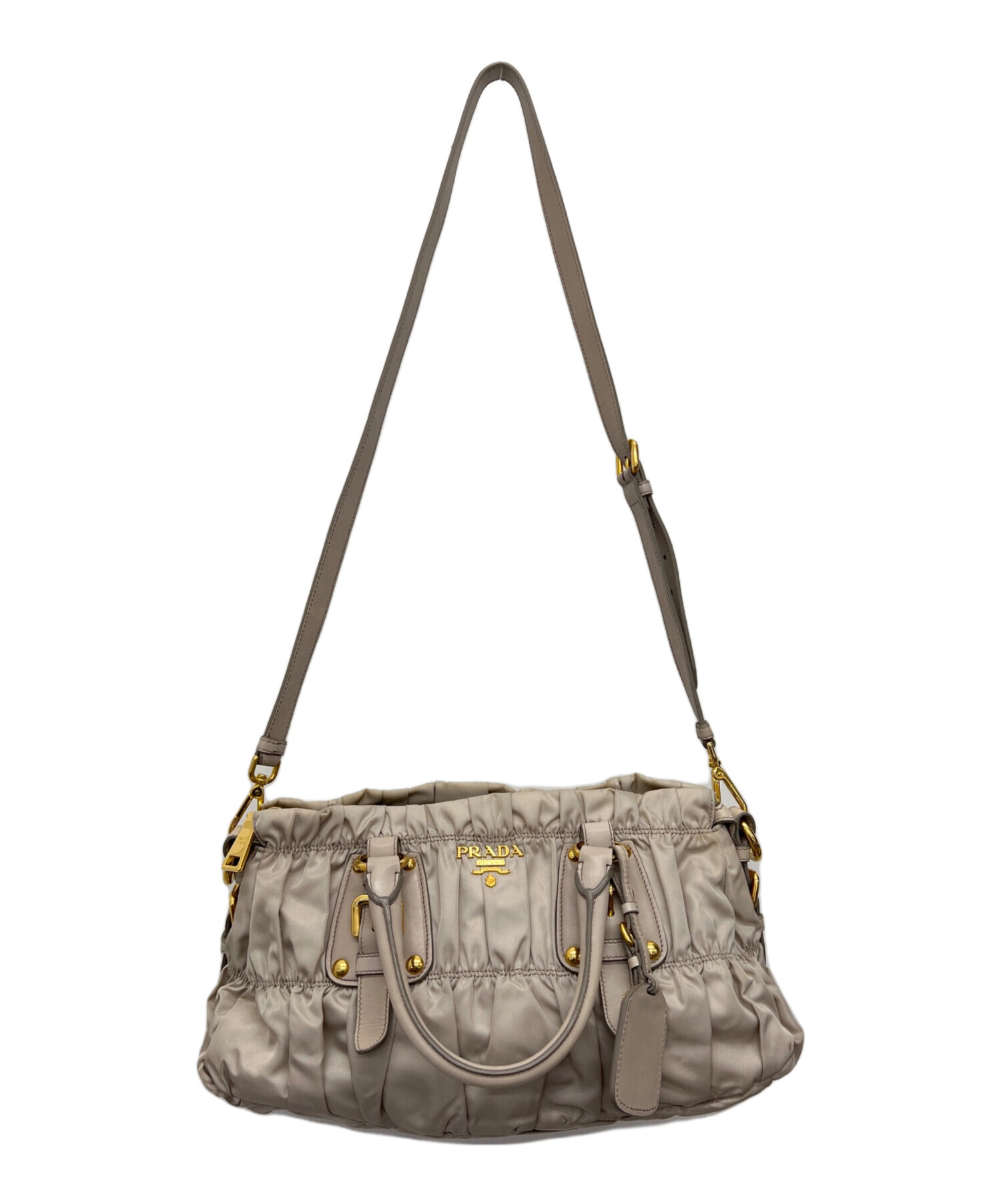 中古・古着通販】PRADA (プラダ) 2WAYギャザーバッグ ベージュ 