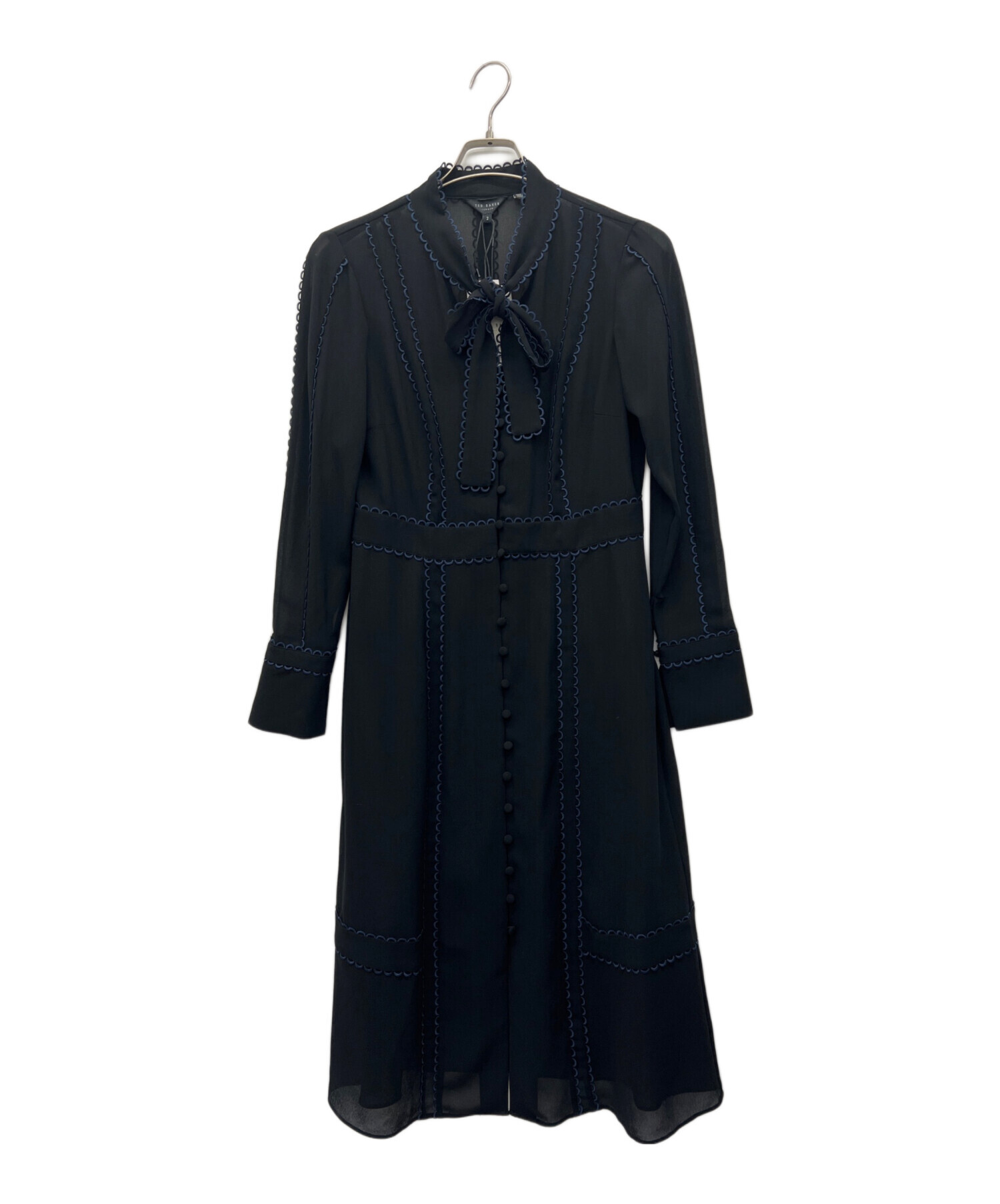 中古・古着通販】ted baker (テッドベーカー) 長袖ワンピース ブラック 