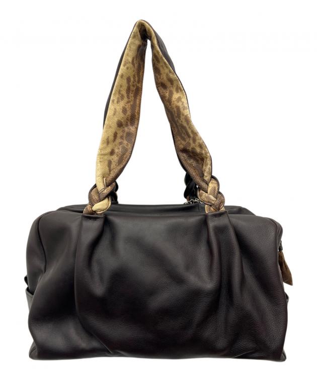 CELINE ブラウンレザー ハンドバッグ 中古・古着通販】CELINE (セリーヌ) レザーハンドバッグ ブラウン