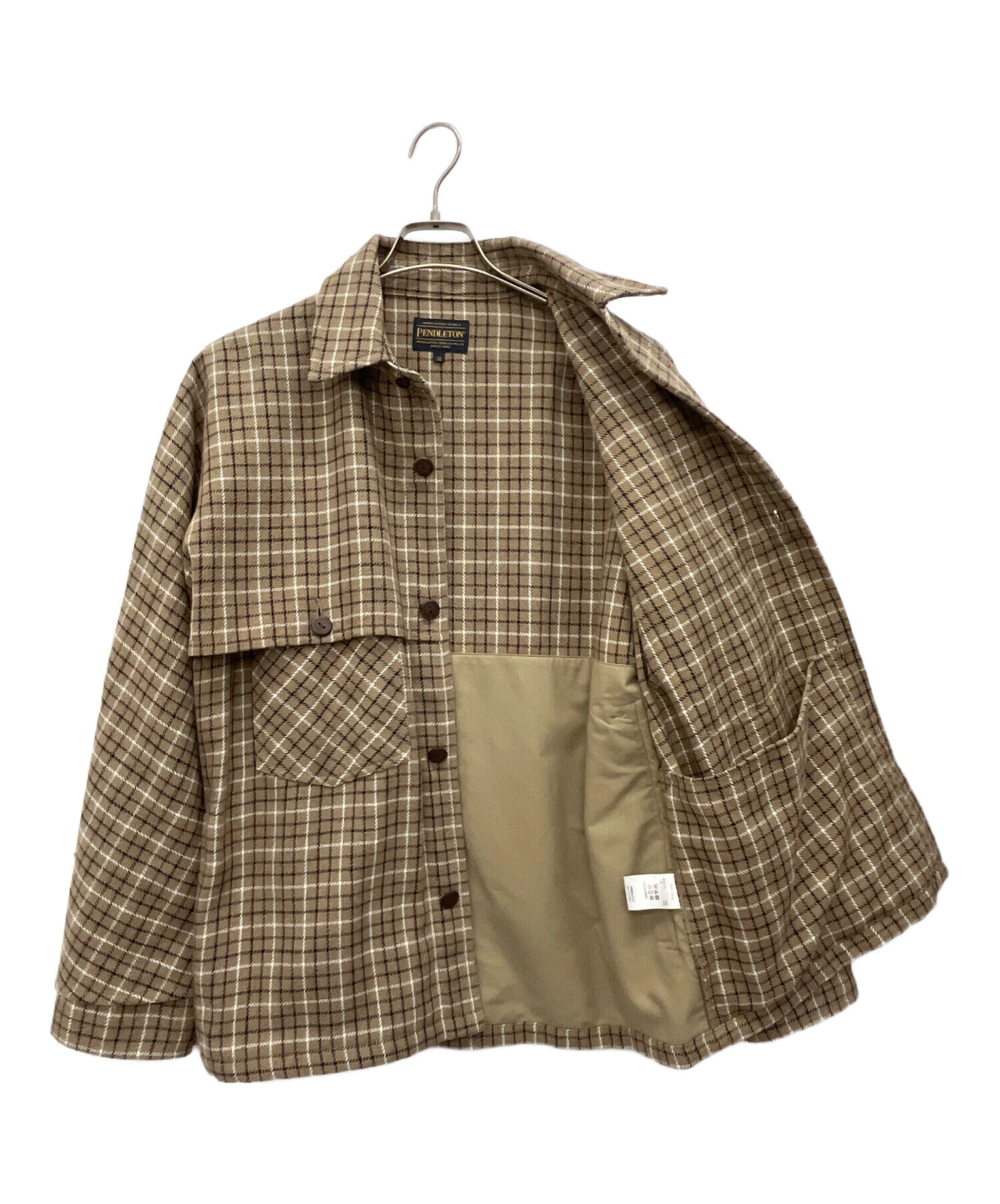 k*h様 Pendleton ベージュ　グリーンチェックジャケット L スウィン Pendleton Printt Faux Shearling Lined Trucker Jacket | Nordstromrack