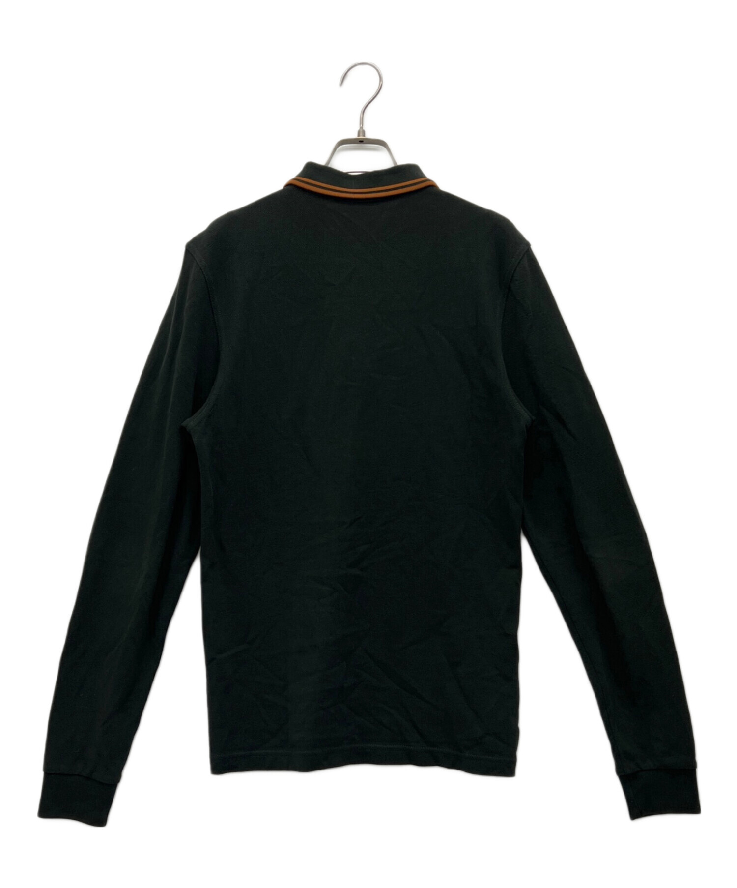 FRED PERRY 長袖ポロシャツ M 黒 カラー:ブラック×オレンジ 中古・古着通販】FRED PERRY (フレッドペリー) 長袖ポロシャツ