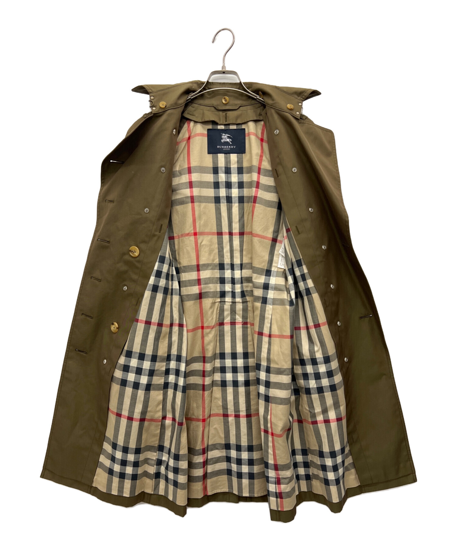 BURBERRY LONDON トレンチコート カーキ フード付 40 Lサイズ 中古・古着通販】BURBERRY LONDON (バーバリーロンドン) トレンチ