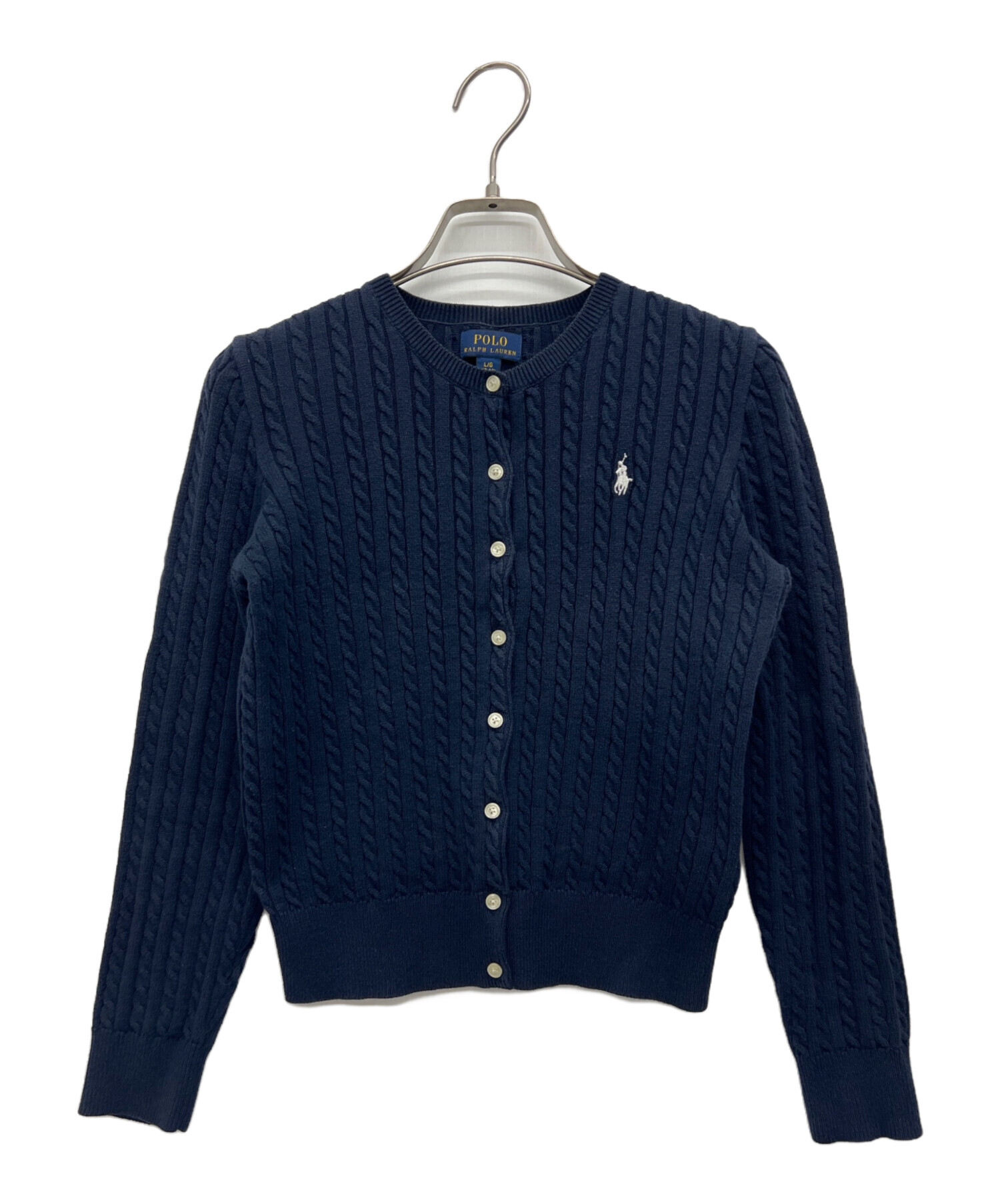 新品POLO RALPH LAUREN ネイビー ケーブルニットカーディガン 中古・古着通販】POLO RALPH LAUREN (ポロ・ラルフローレン) 丸首