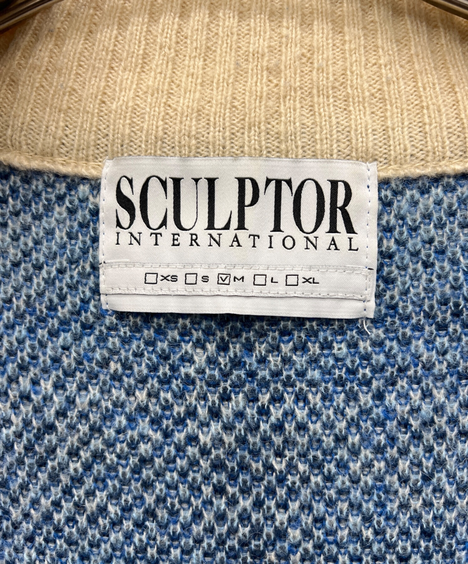 中古・古着通販】sculptor (スカルプター) ジップアップニット ブルー