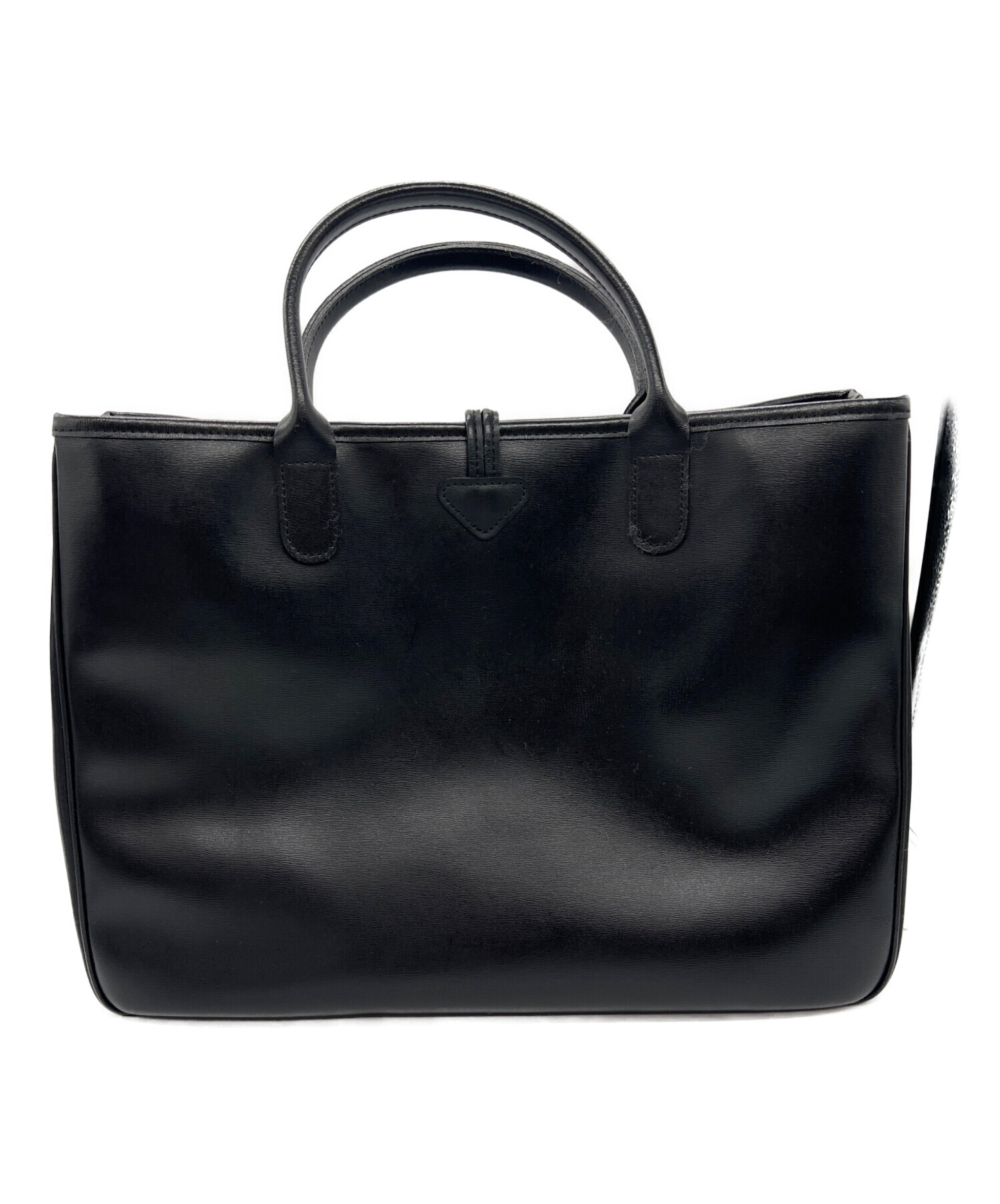 早い者勝ち　Longchamp 　ナイロントートバッグ レザー　黒　ロンシャン 中古・古着通販】LONGCHAMP (ロンシャン) レザートートバッグ ブラック
