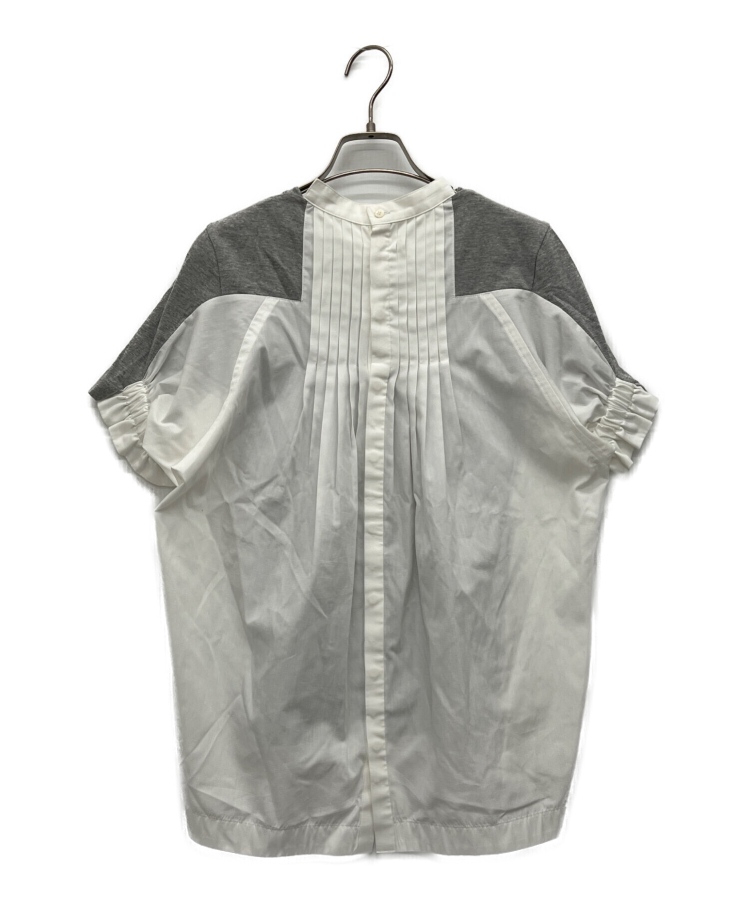 中古・古着通販】sacai (サカイ) 半袖ブラウス グレー×ホワイト サイズ