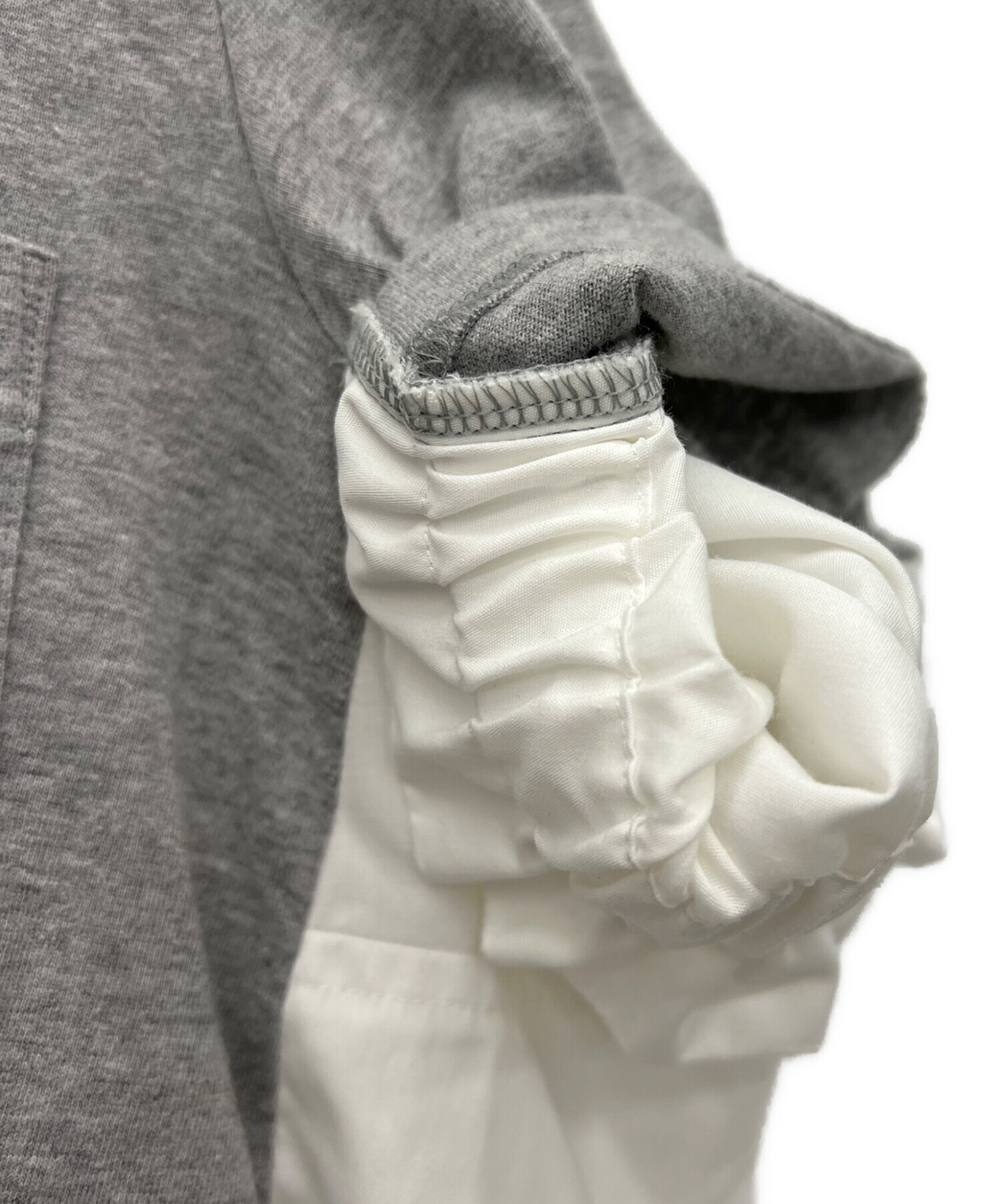 sacai半袖カットソー/サイズ1/ブラウス 中古・古着通販】sacai (サカイ) 半袖ブラウス グレー×ホワイト サイズ