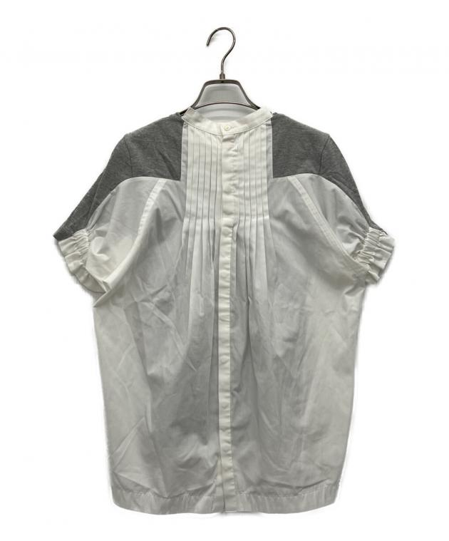 sacai半袖カットソー/サイズ1/ブラウス 中古・古着通販】sacai (サカイ) 半袖ブラウス グレー×ホワイト サイズ