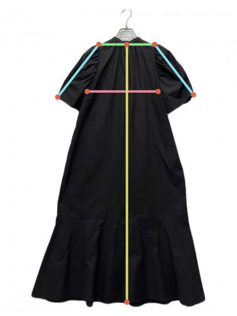 マチャット machatt バイカラーステッチロングドレス ブラック 中古・古着通販】machatt (マチャット) バイカラーステッチロング