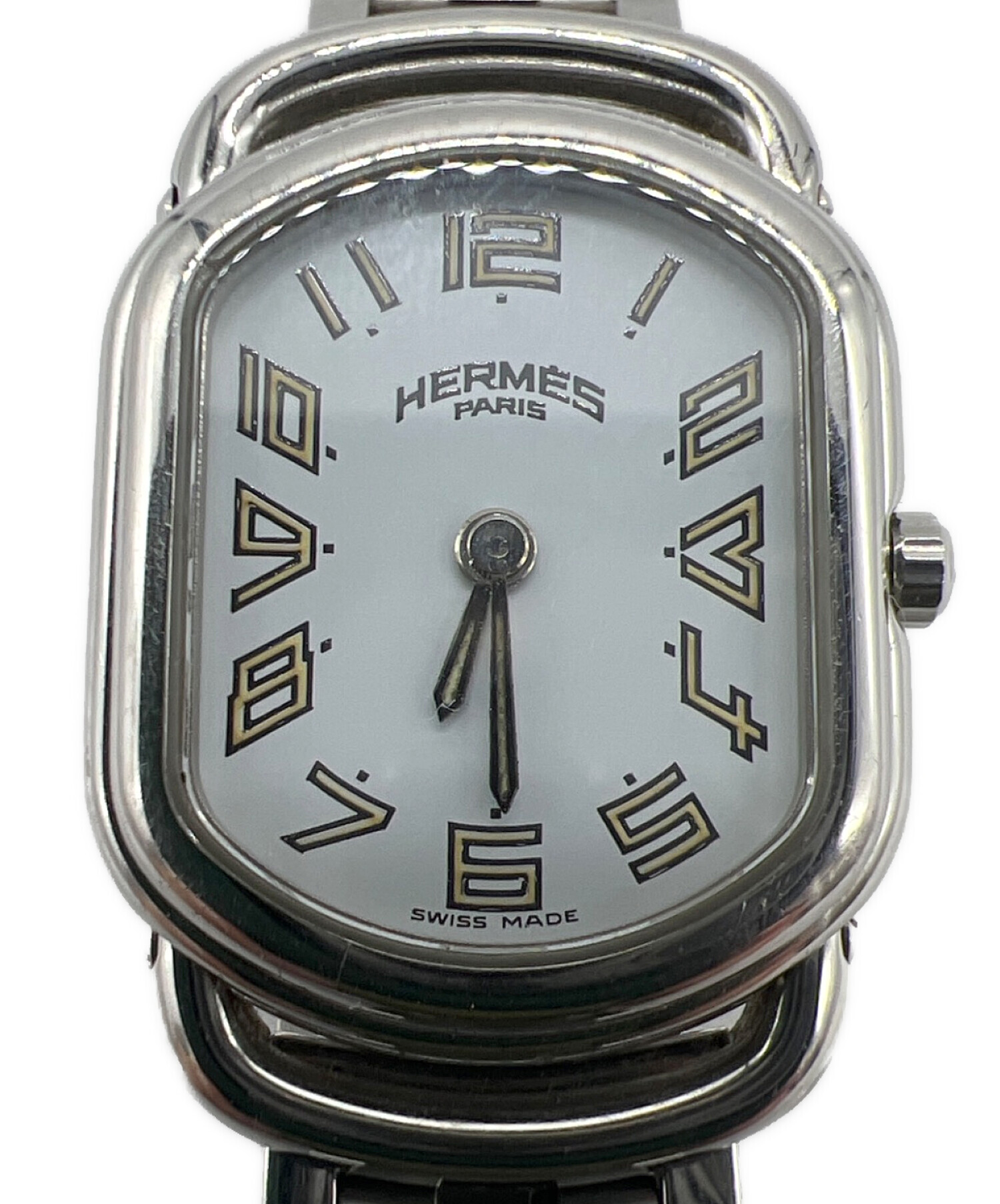 HERMÈS 腕時計 クォーツ ホワイト/ゴールド　ジャンク　不動品 中古・古着通販】HERMES (エルメス) リストウォッチ ラリー クォーツ