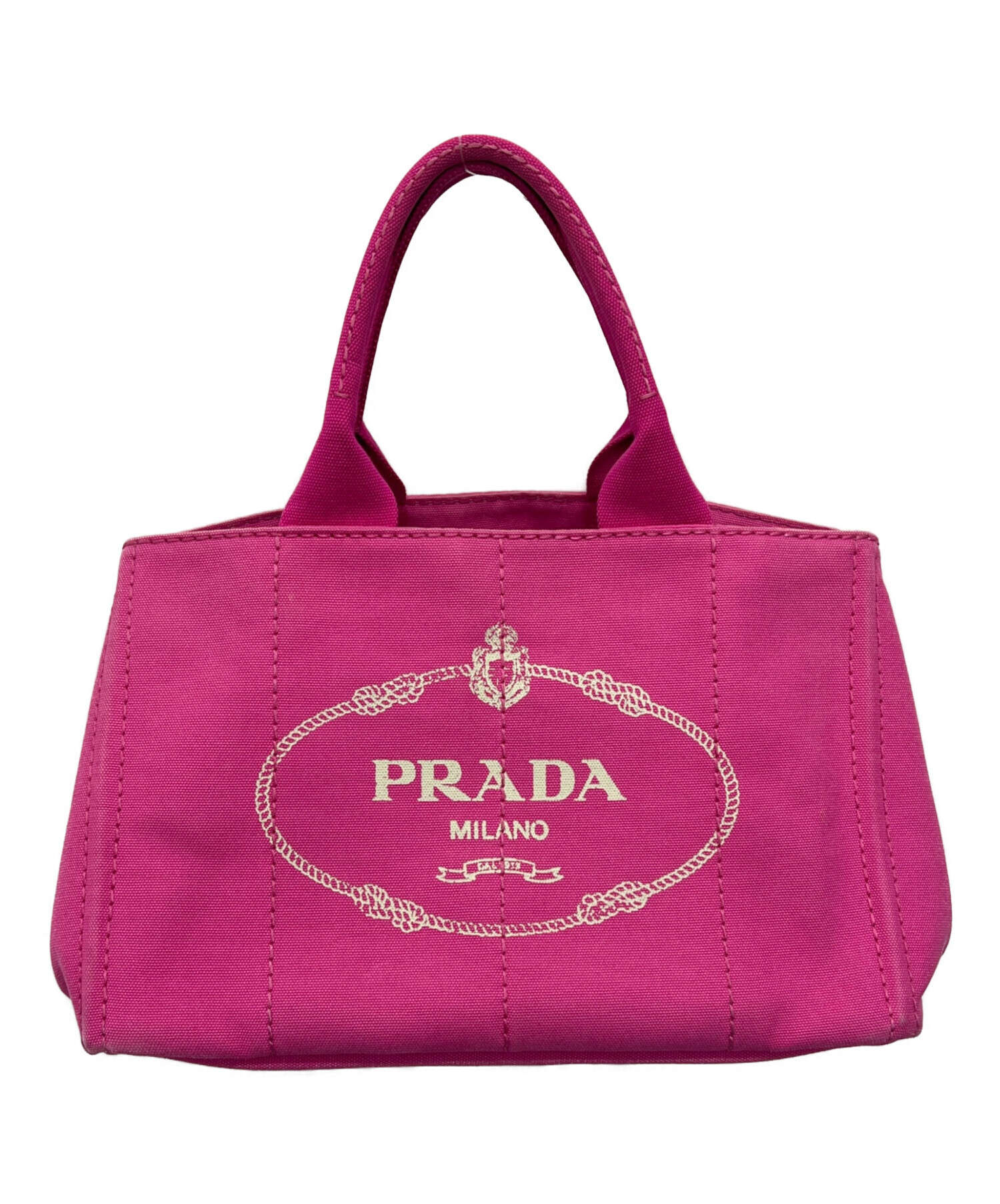 PRADA キャンバストートバッグ カナパ ピンク 中古・古着通販】PRADA (プラダ) カナパキャンバストートバッグ