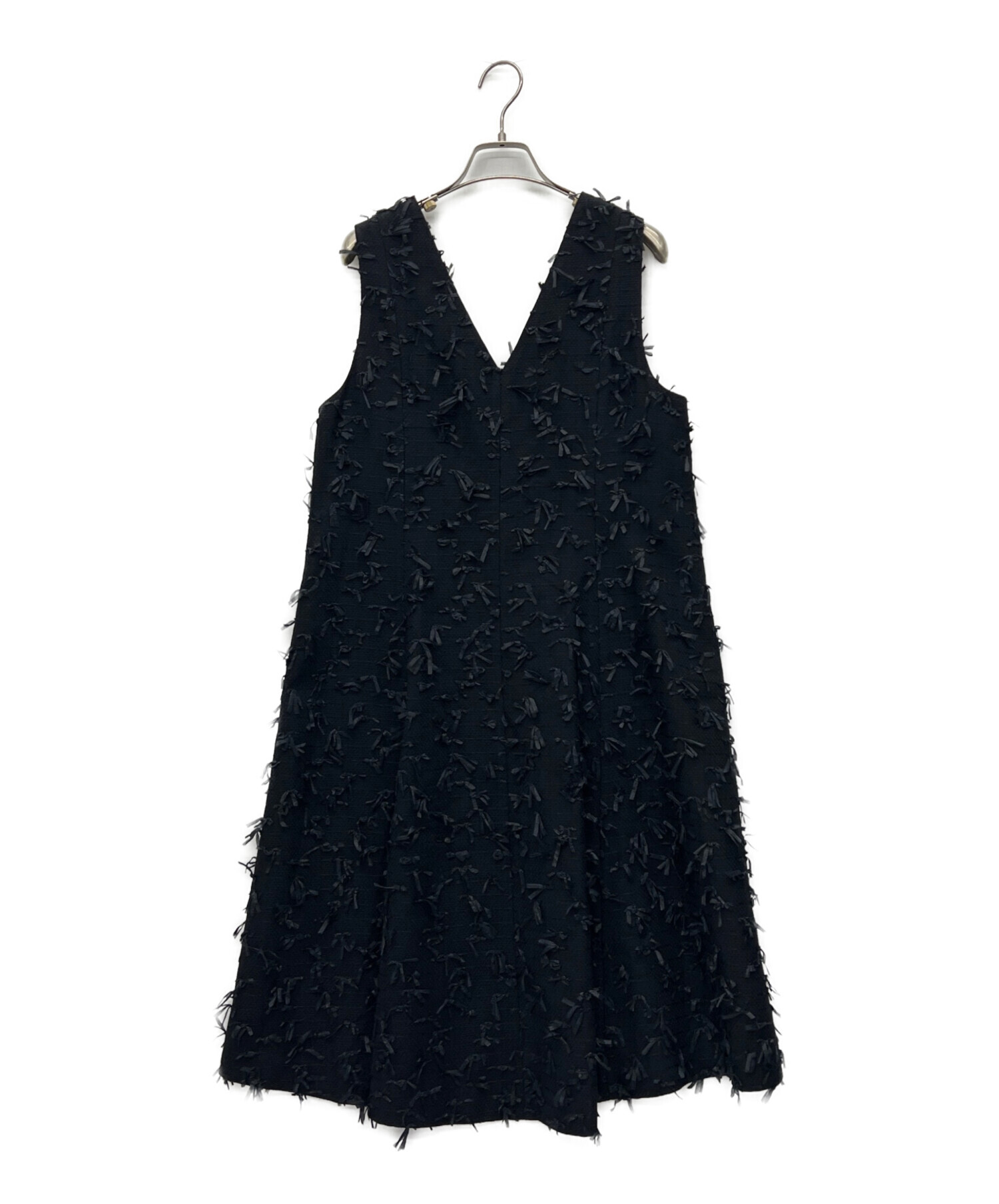 【GRACE CLASS】新品未使用　リボンヤーンジレドレス　ワンピース　黒 中古・古着通販】GRACE CLASS (グレースクラス) リボンヤーンジレ