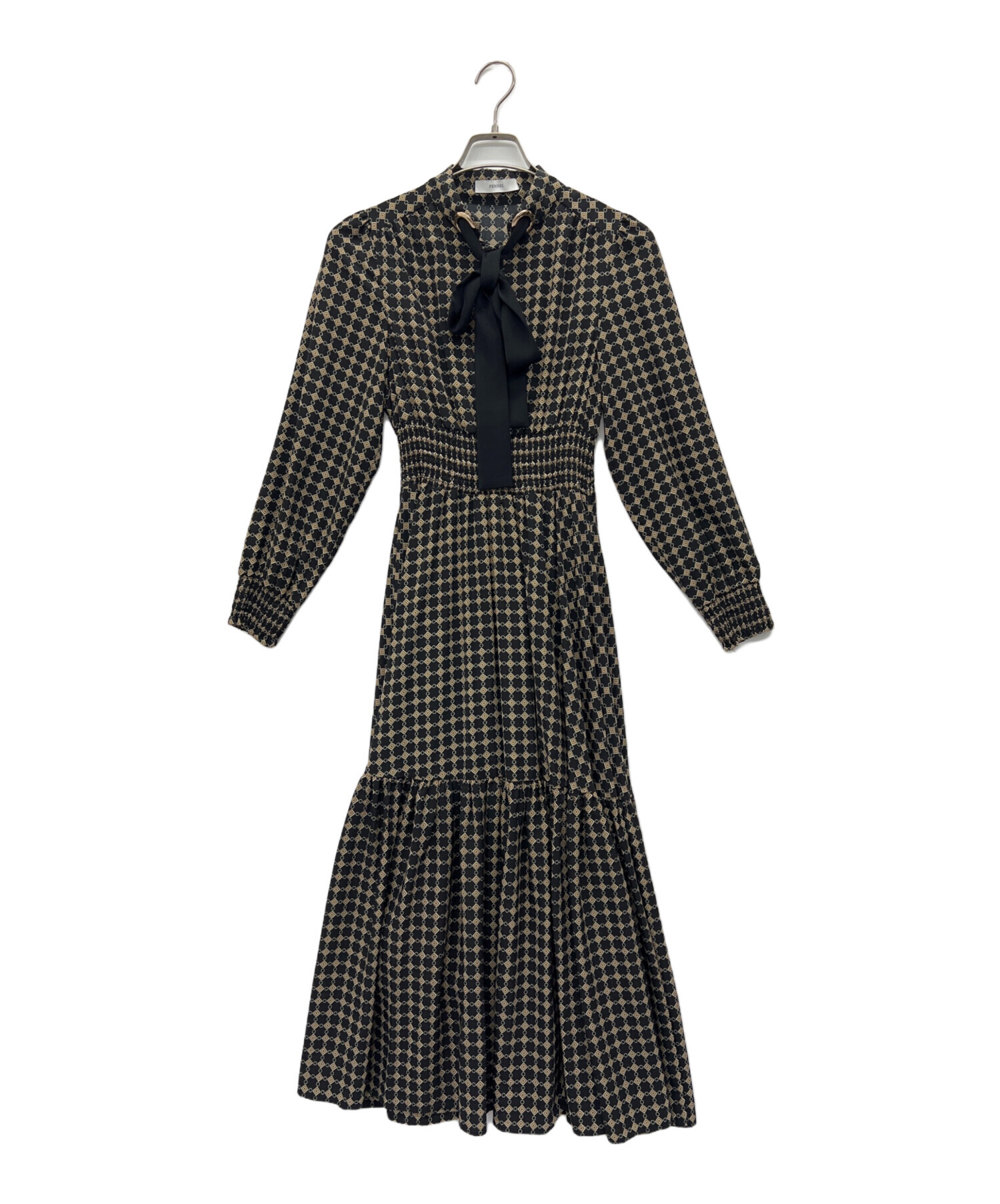 【新品・未使用品】 FENNEL フェンネル ワンピース フォーマル 中古・古着通販】FENNEL (フェンネル) 長袖ワンピース ブラック サイズ