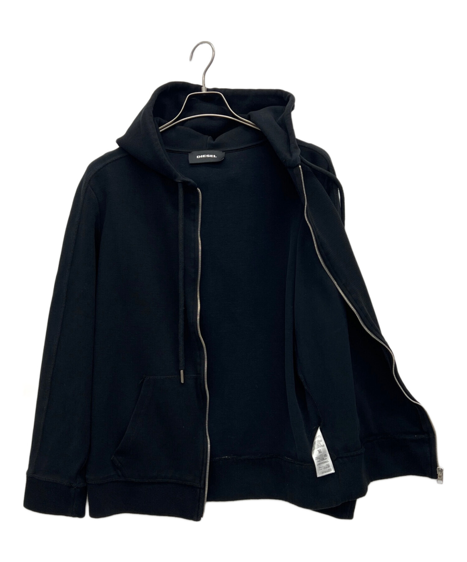 中古・古着通販】DIESEL (ディーゼル) ジップパーカー ブラック サイズ
