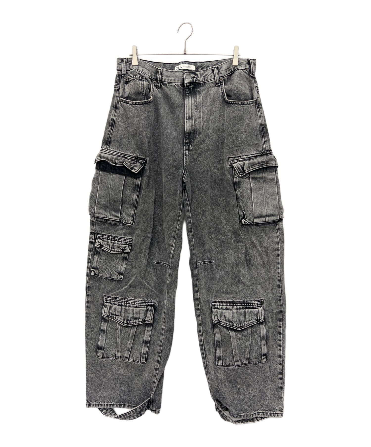 中古・古着通販】ZARA (ザラ) デニムカーゴパンツ ブラック サイズ:44