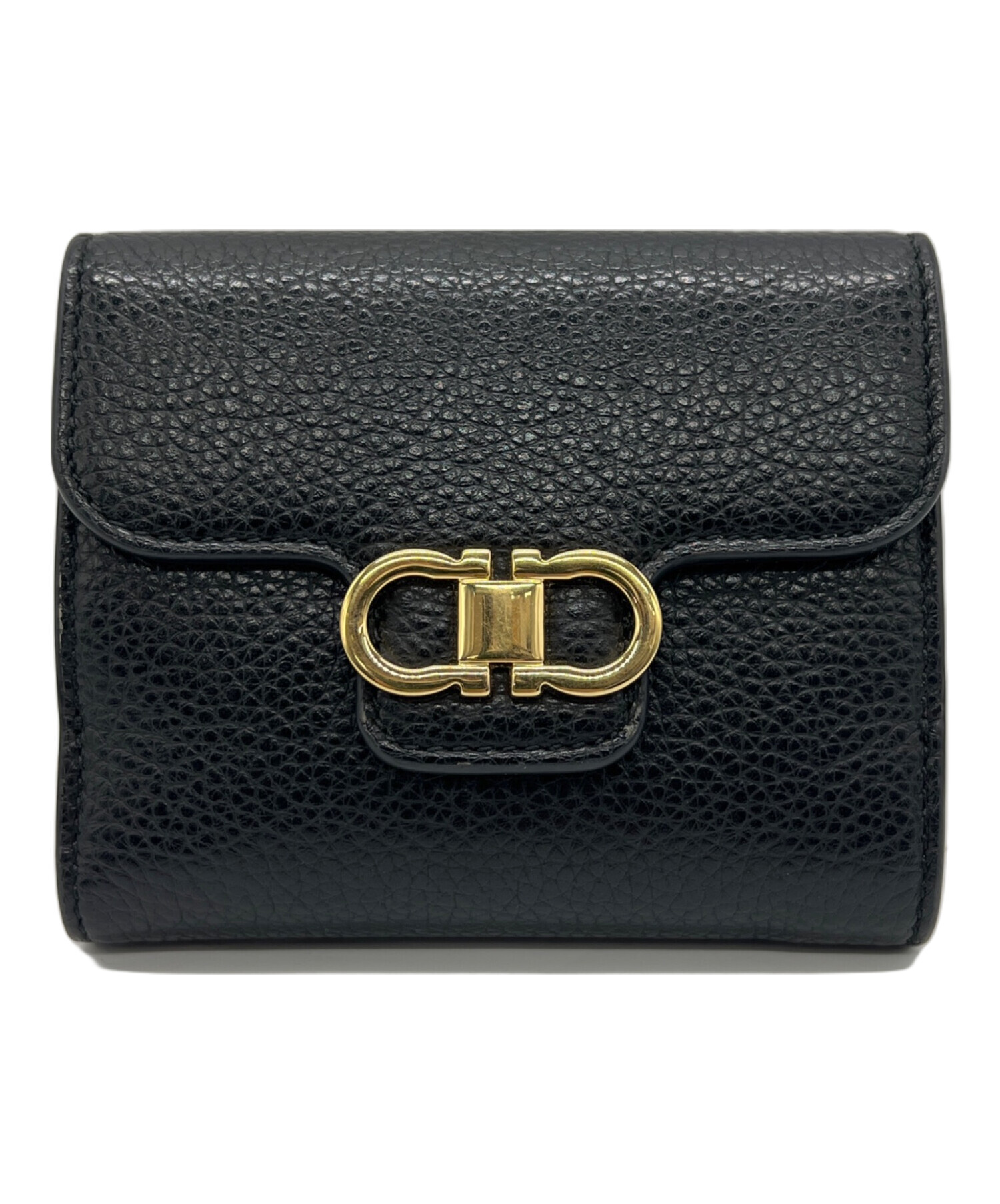 中古・古着通販】Ferragamo (フェラガモ) 2つ折り財布 ブラック×レッド