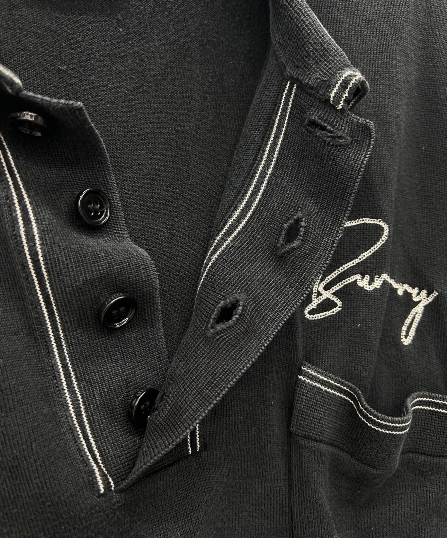 中古・古着通販】BURBERRY (バーバリー) 刺繍半袖ポロシャツ ブラック