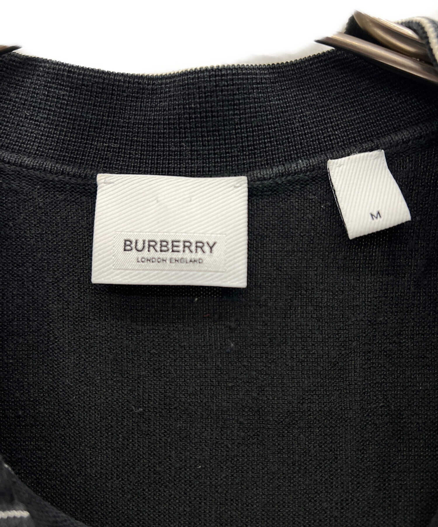 中古・古着通販】BURBERRY (バーバリー) 刺繍半袖ポロシャツ ブラック