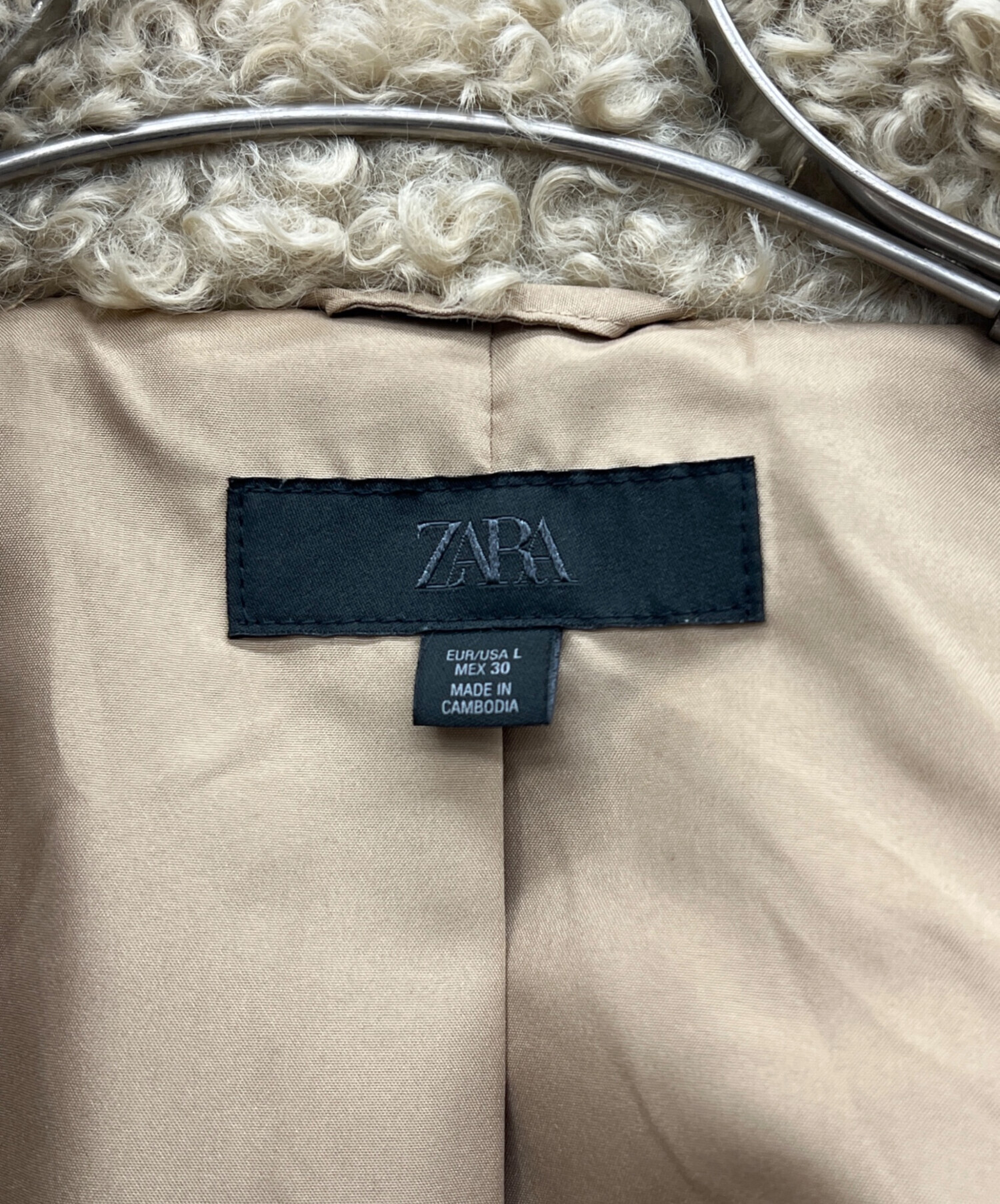 中古・古着通販】ZARA (ザラ) ボアジャケット ベージュ サイズ:L 
